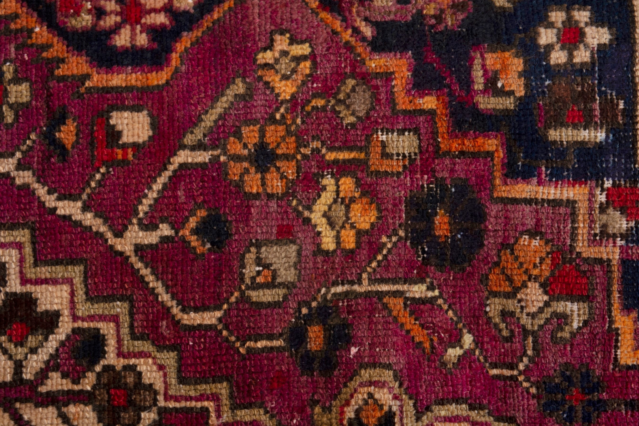 Persian Bakhtiari accent rug in burgundy and navy, view 15 of 20
