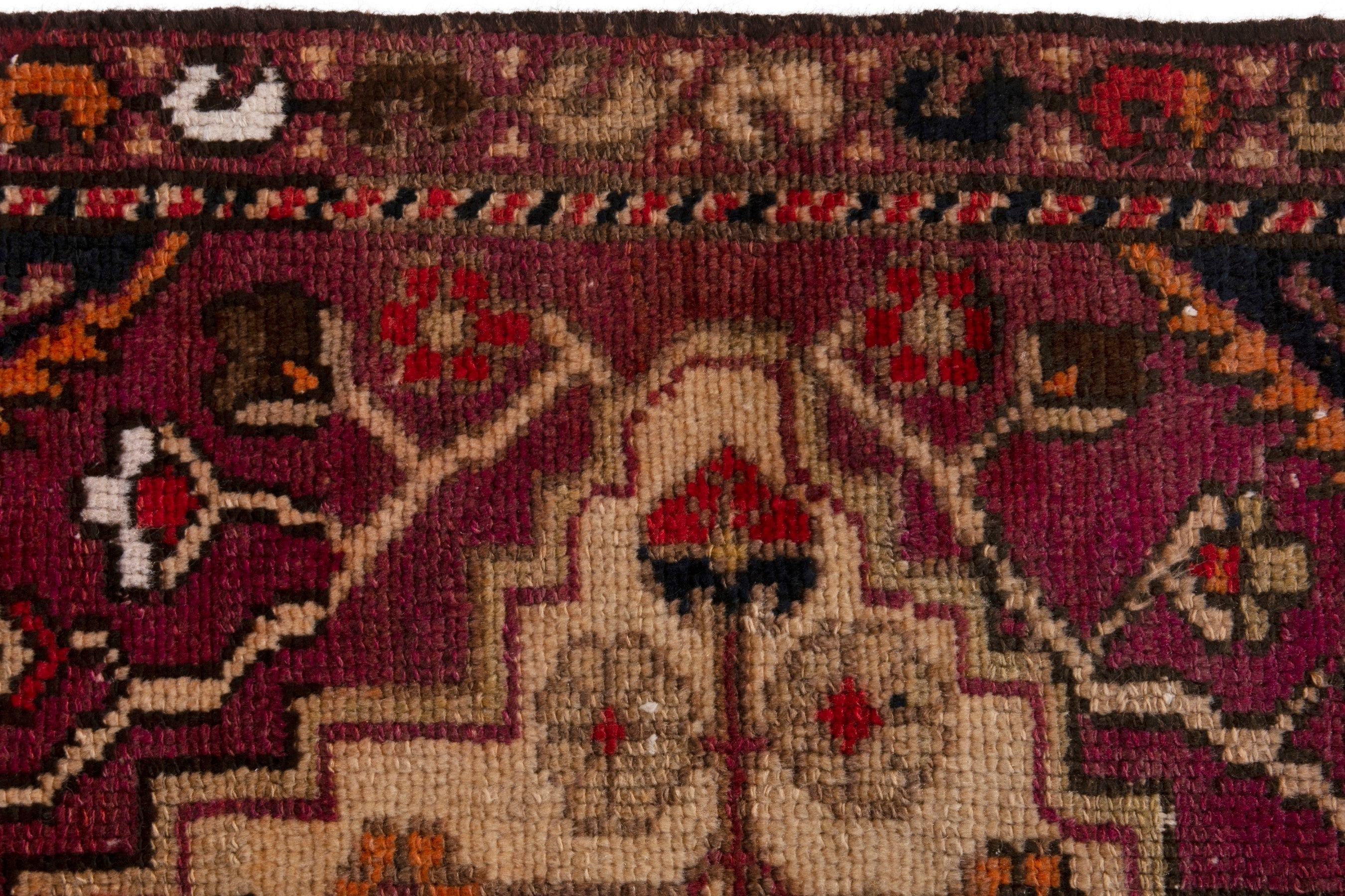 Persian Bakhtiari accent rug in burgundy and navy, view 11 of 20