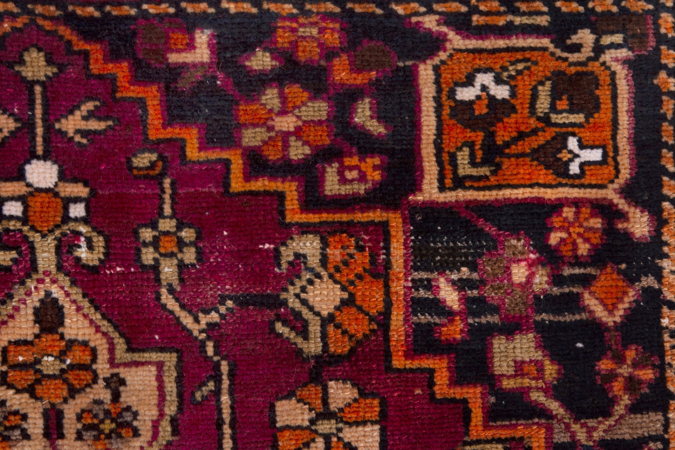 Persian Bakhtiari accent rug in burgundy and navy, view 12 of 20