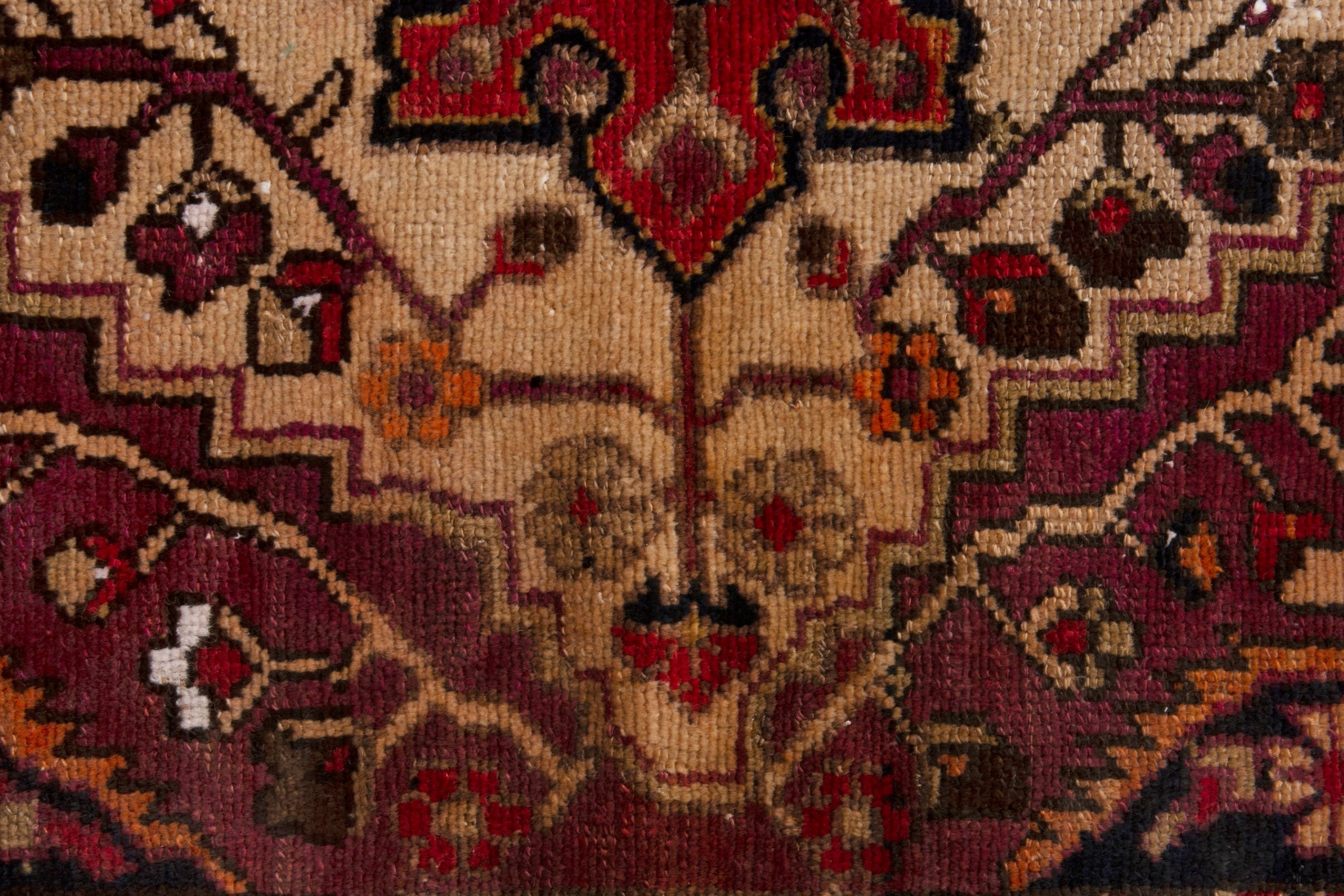 Persian Bakhtiari accent rug in burgundy and navy, view 16 of 20
