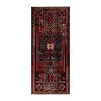 Persian Zanjan runner rug in deep red and burgundy, 2'11" x 7'1"