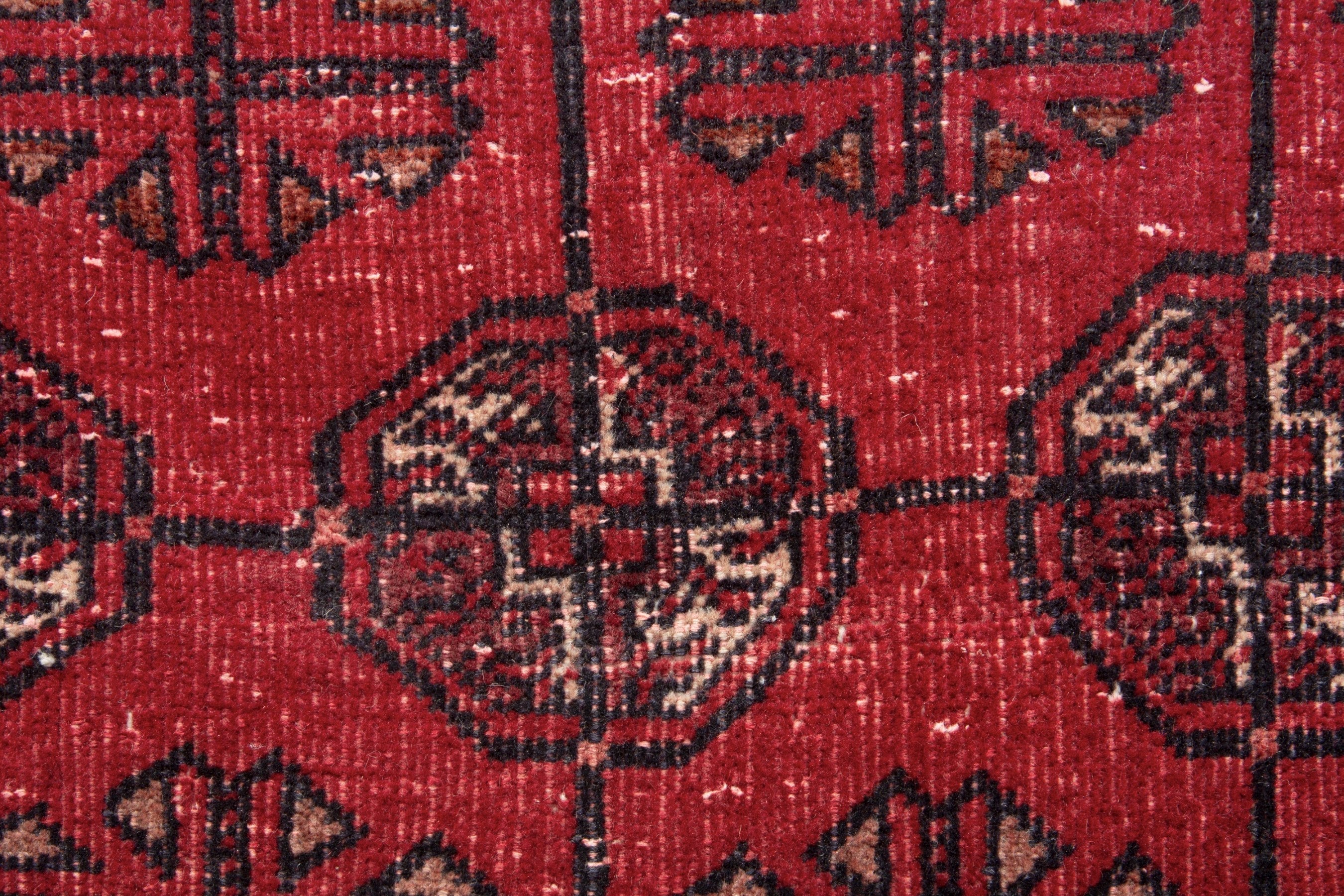 Persian Torkaman accent rug in deep red and burgundy, view 12 of 17