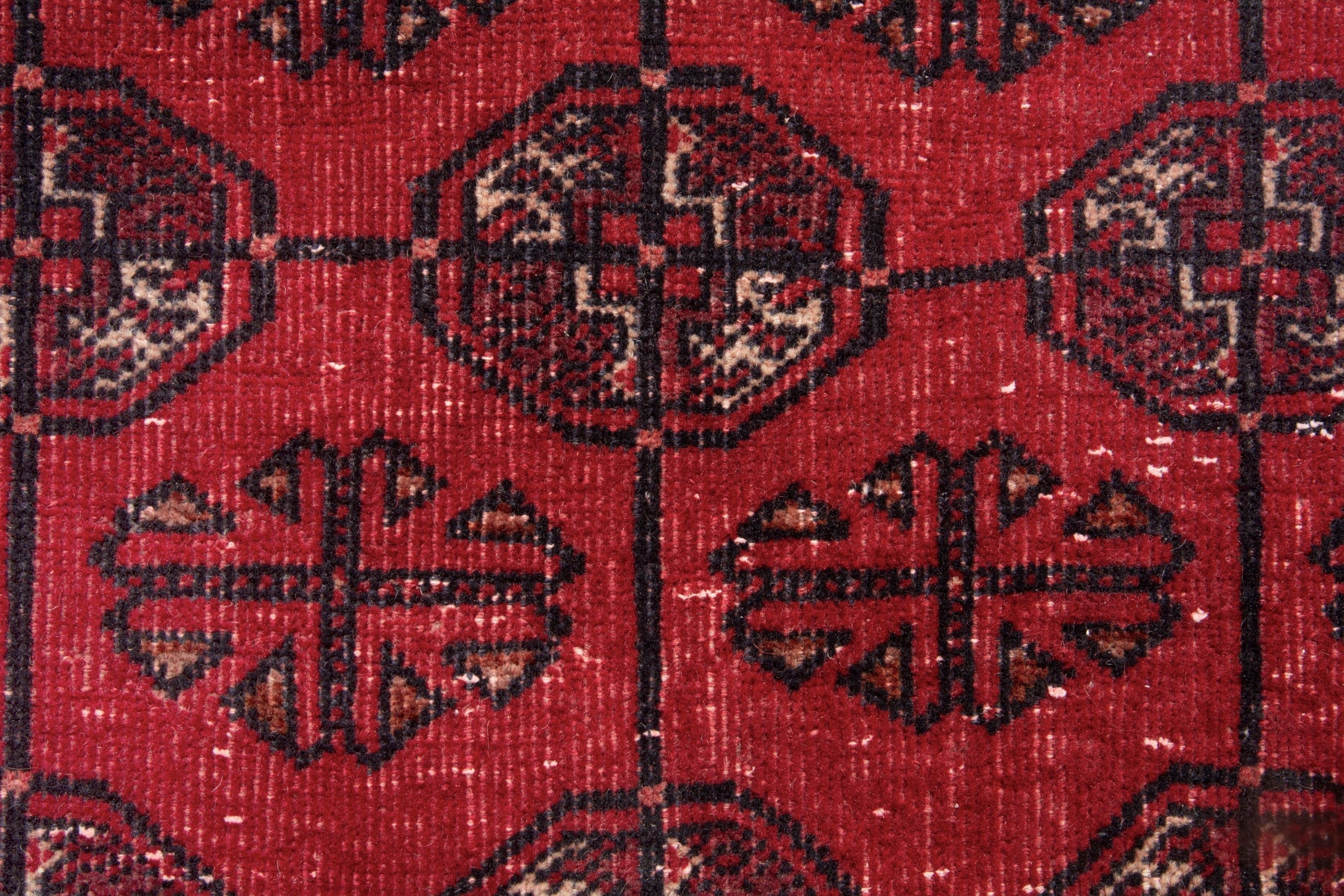 Persian Torkaman accent rug in deep red and burgundy, view 13 of 17