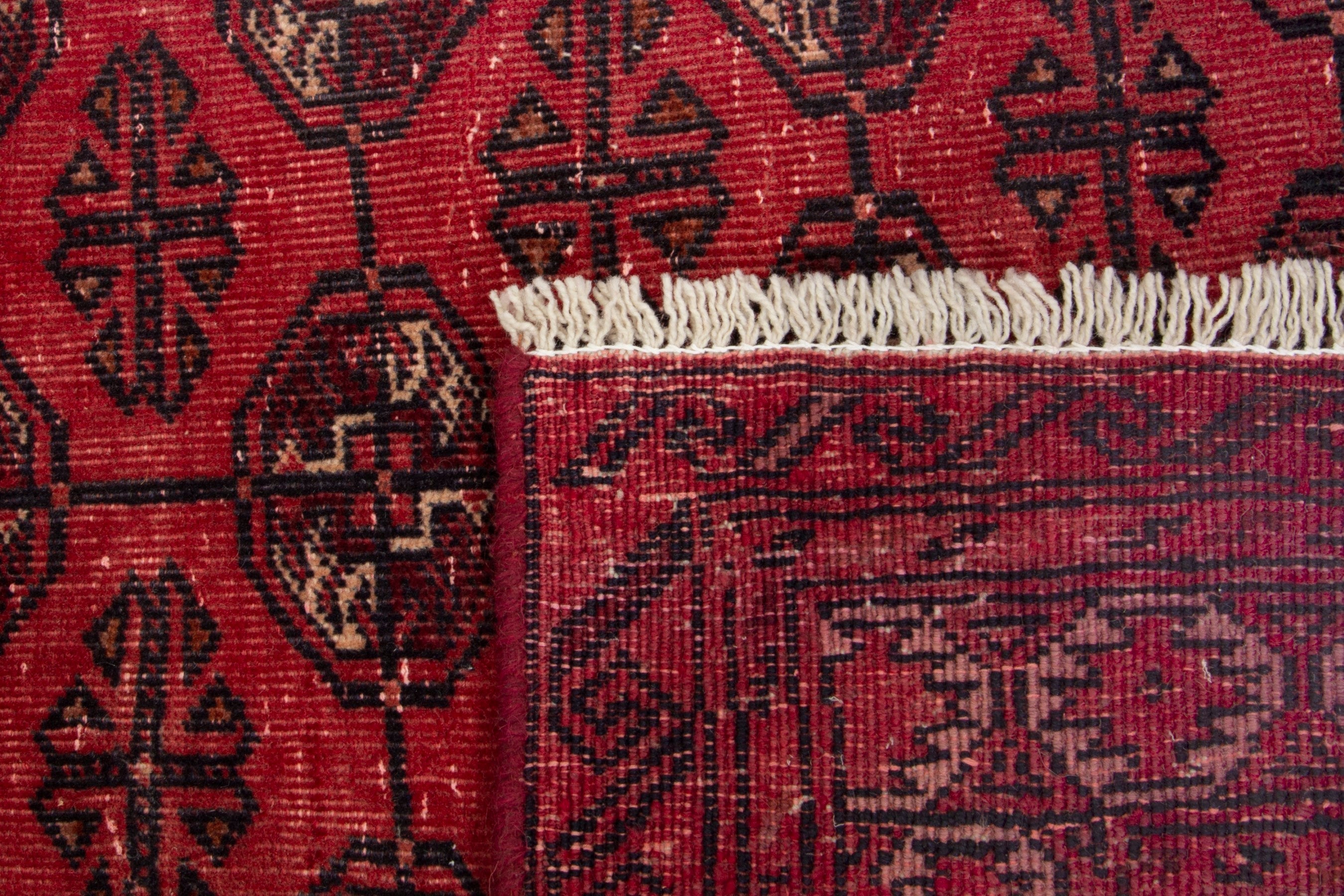 Persian Torkaman accent rug in deep red and burgundy, view 17 of 17