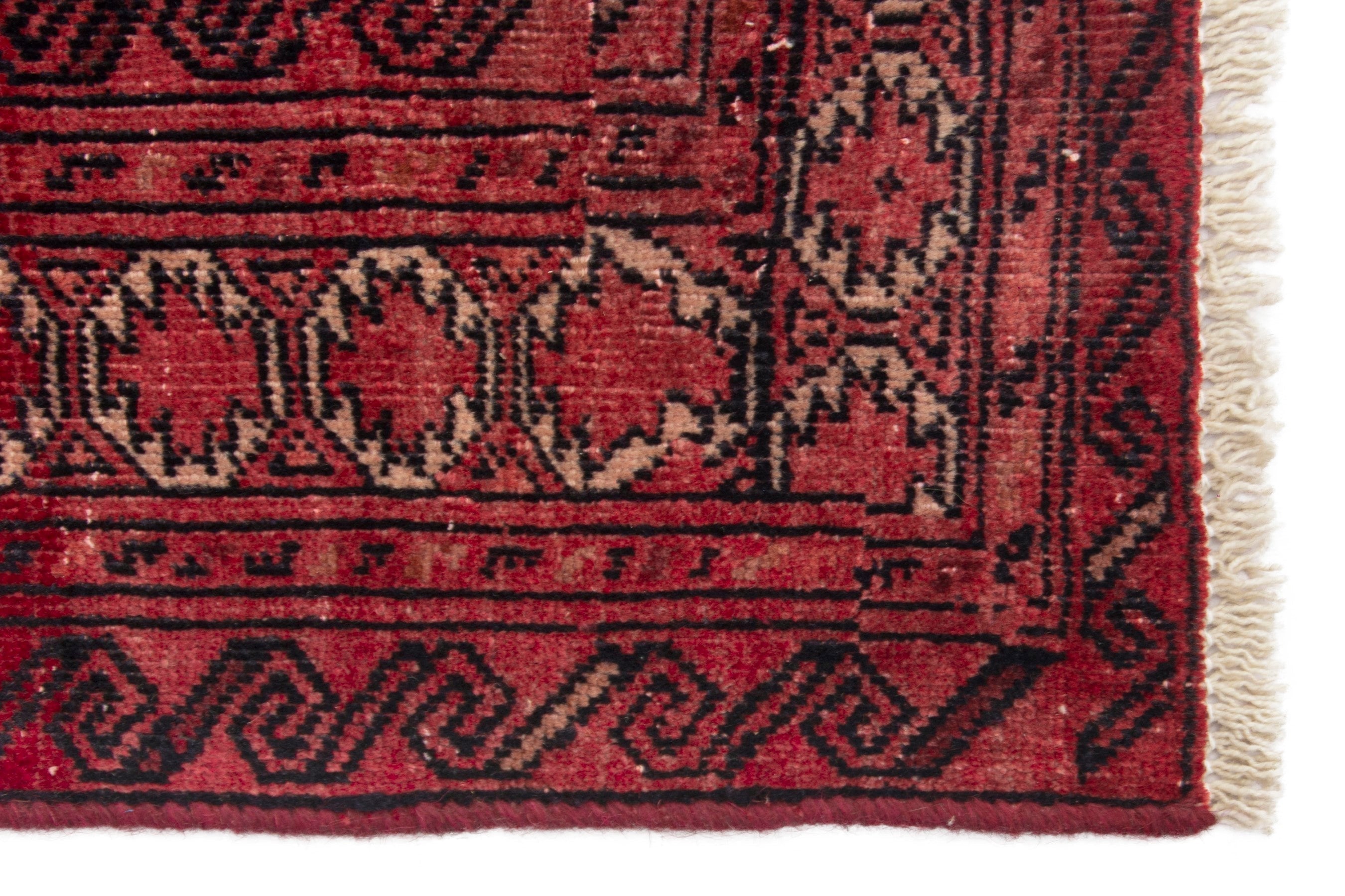 Persian Torkaman accent rug in deep red and burgundy, view 10 of 17