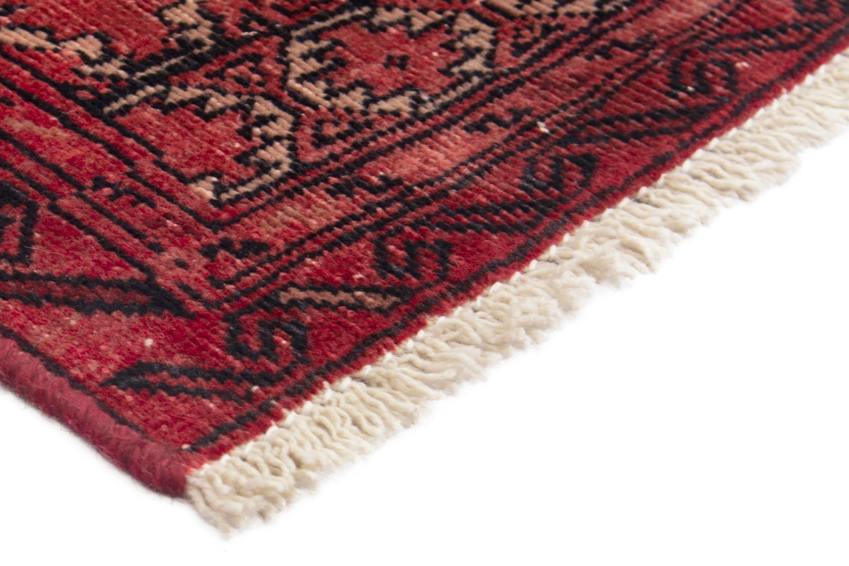 Persian Torkaman accent rug in deep red and burgundy, view 4 of 17