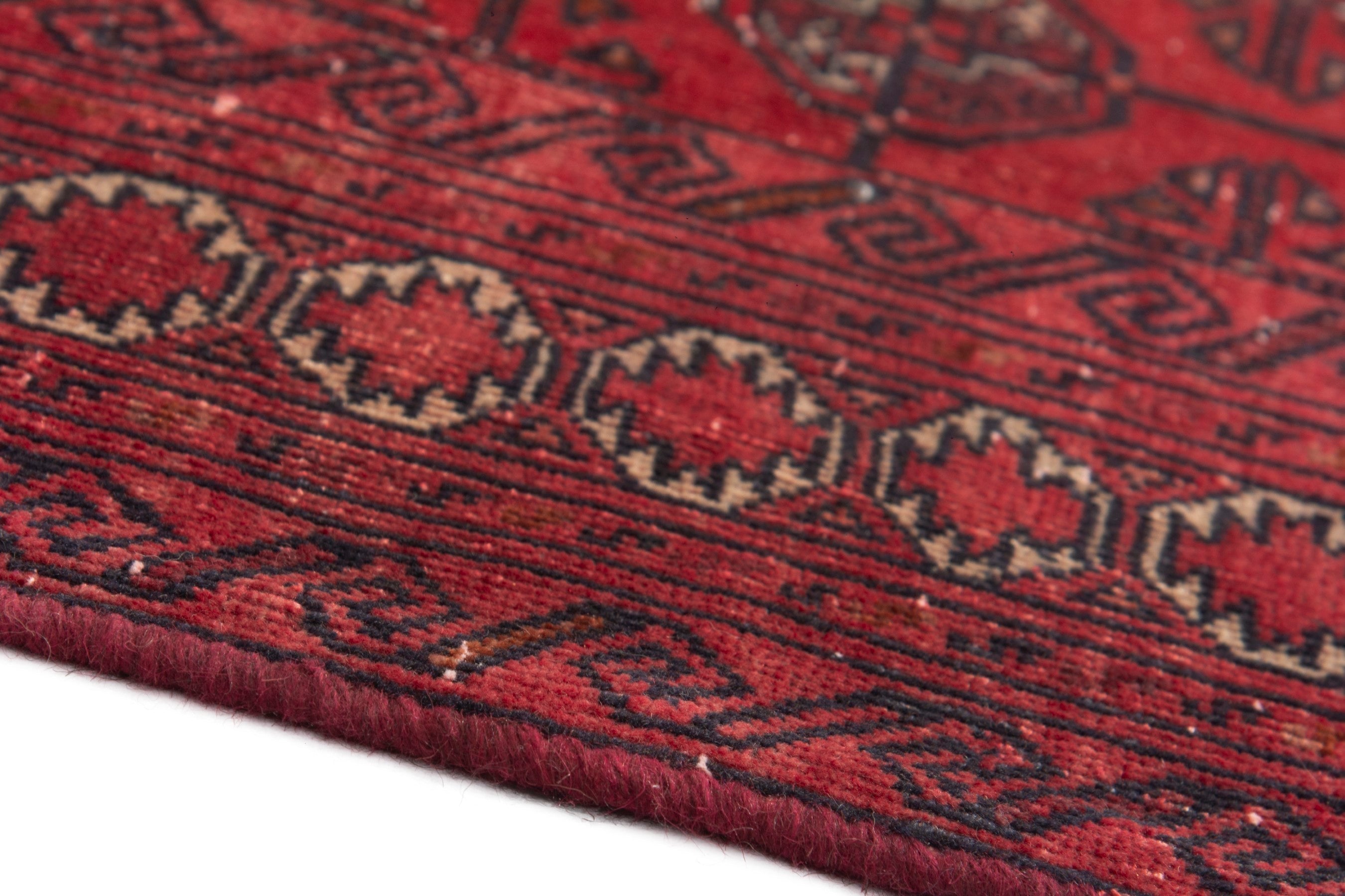 Persian Torkaman accent rug in deep red and burgundy, view 5 of 17
