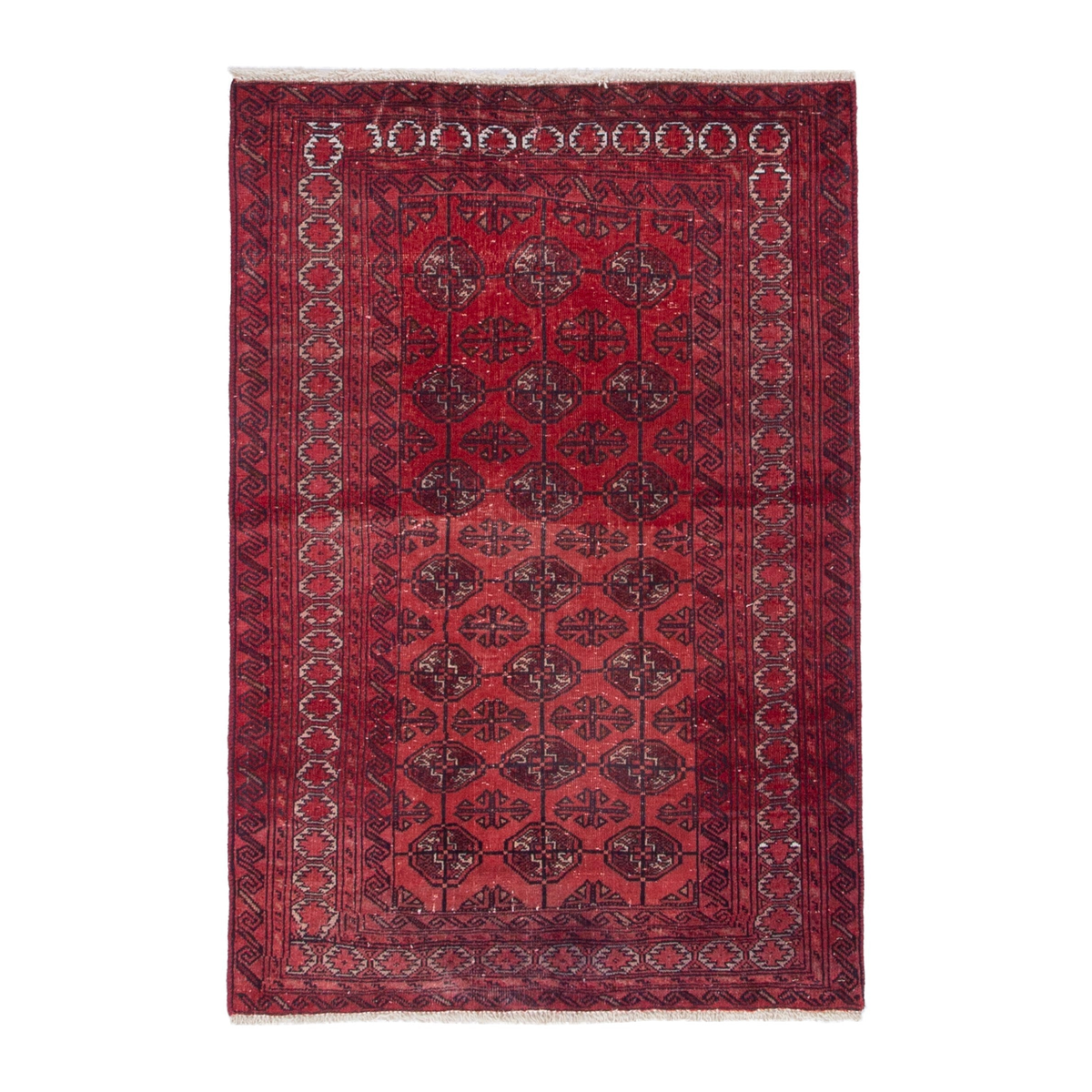 Persian Torkaman accent rug in deep red and burgundy, 3'6" x 5'1"