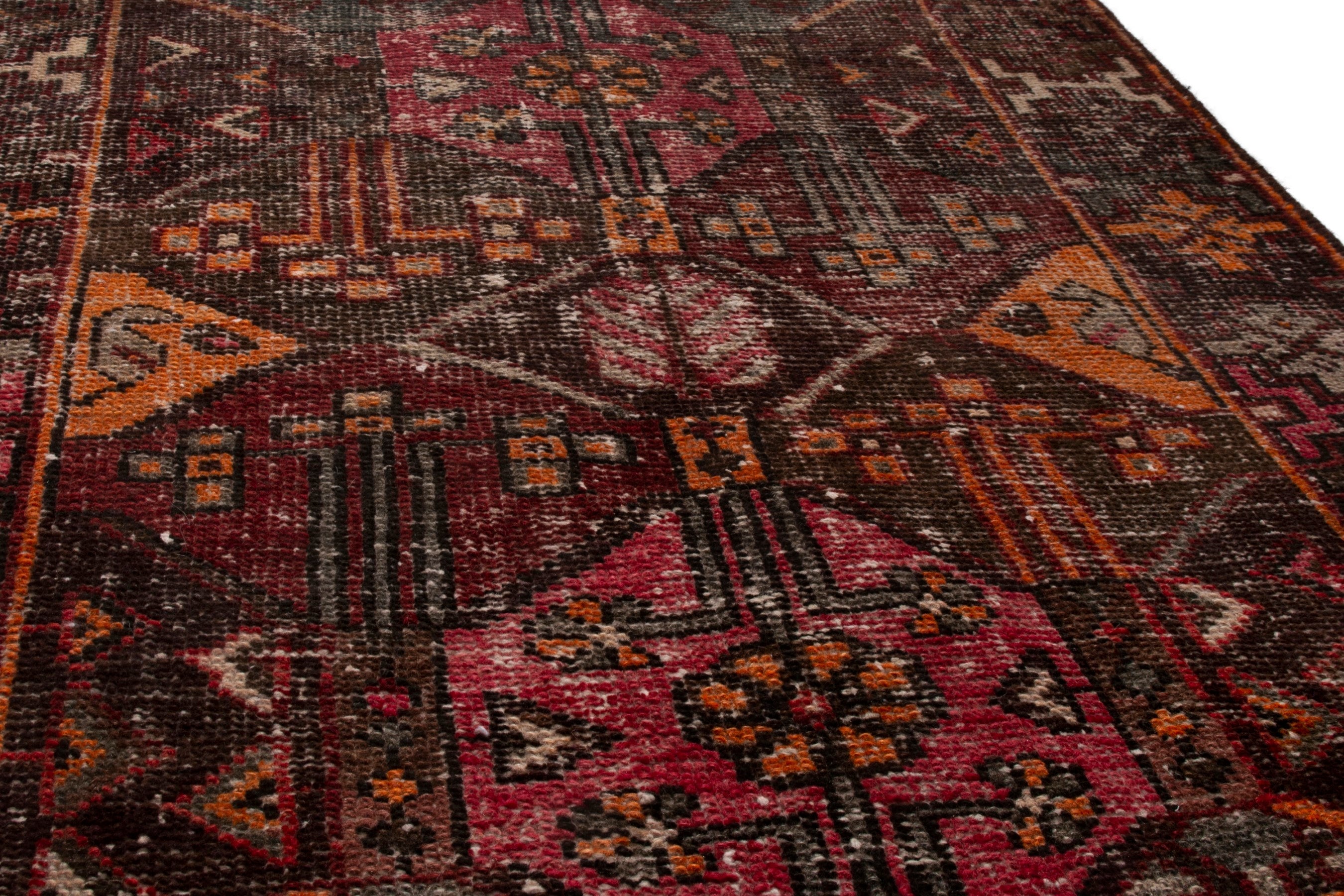 Persian Bakhtiari accent rug in burgundy and rust, view 7 of 20