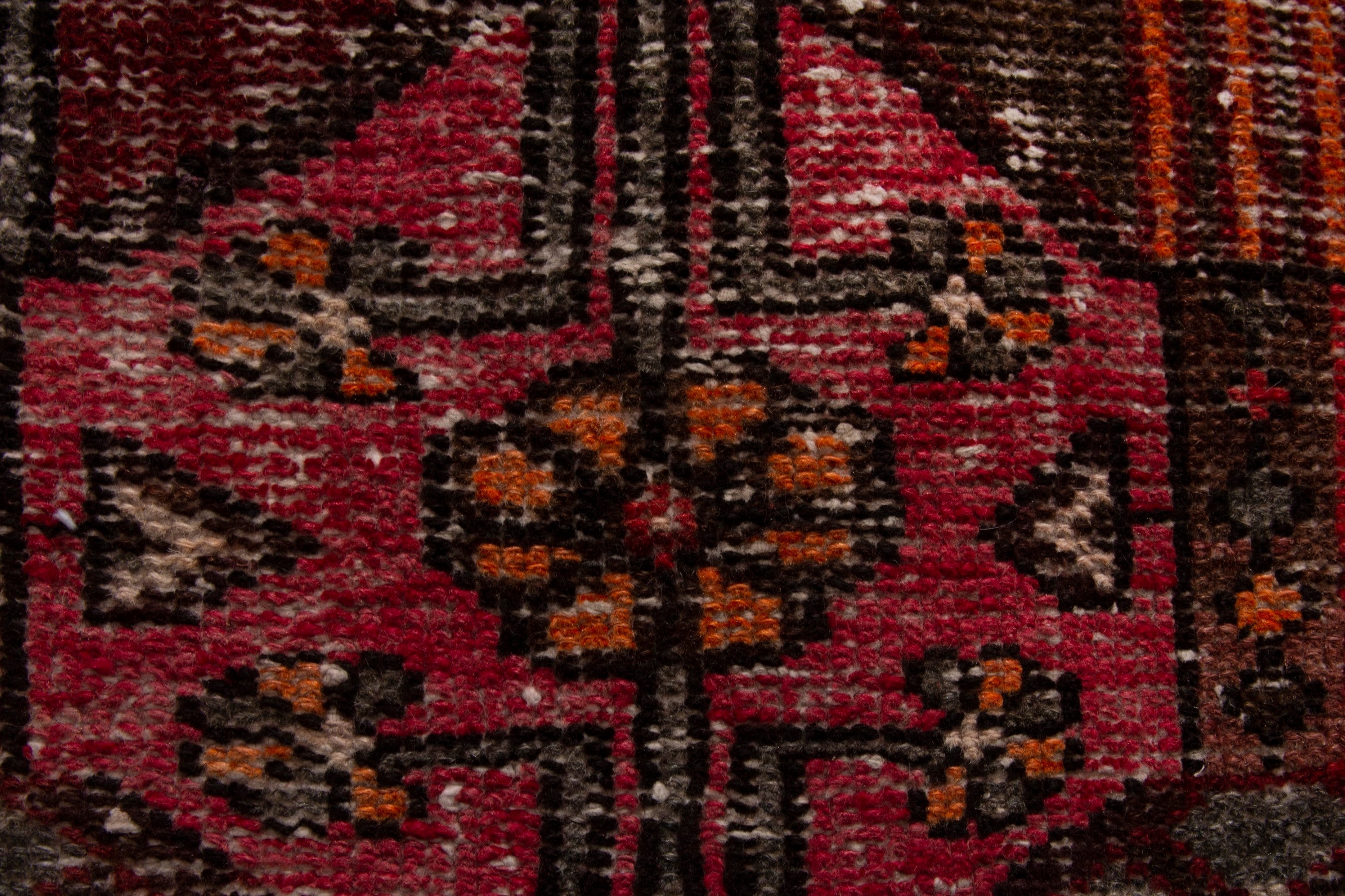 Persian Bakhtiari accent rug in burgundy and rust, view 12 of 20