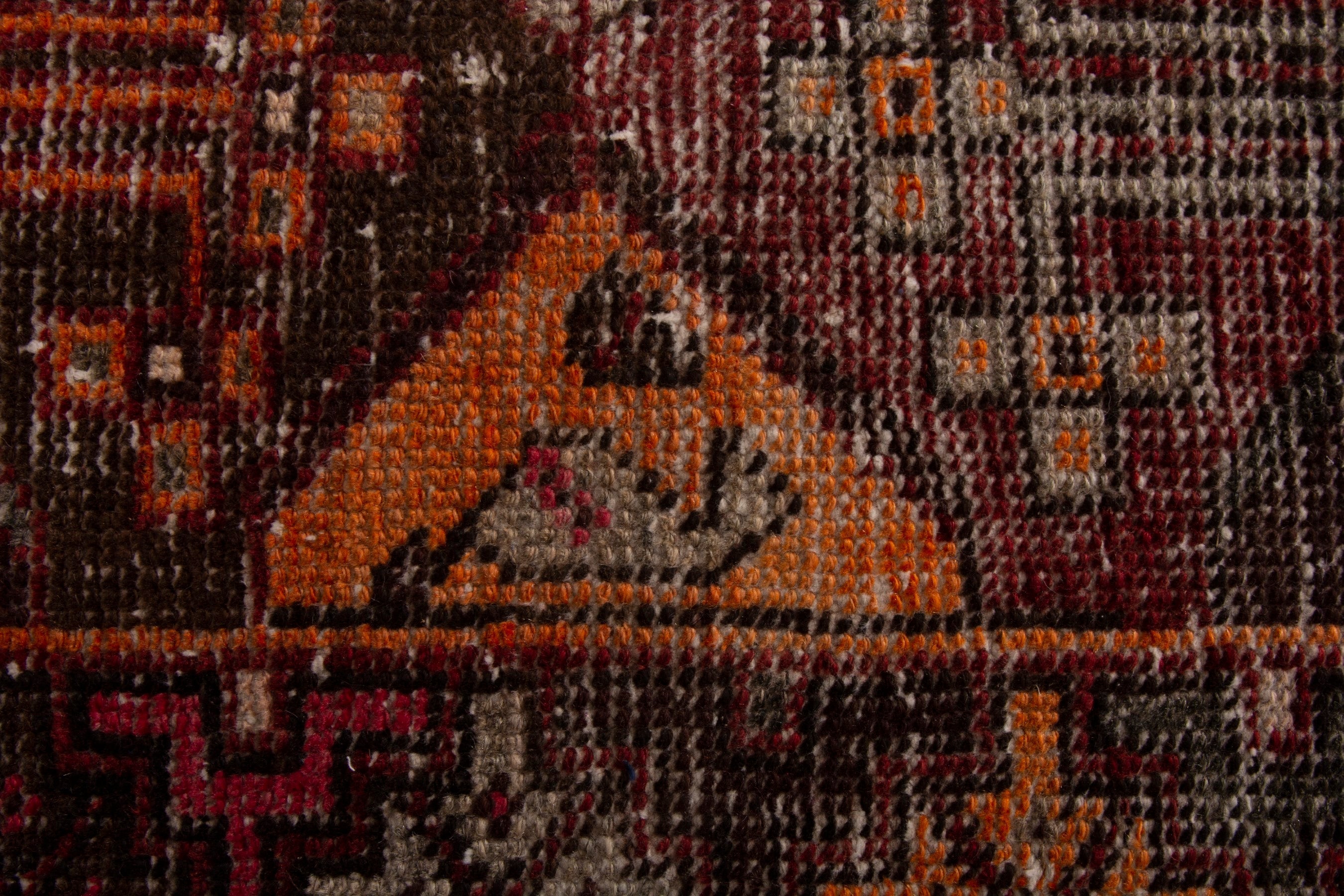 Persian Bakhtiari accent rug in burgundy and rust, view 13 of 20