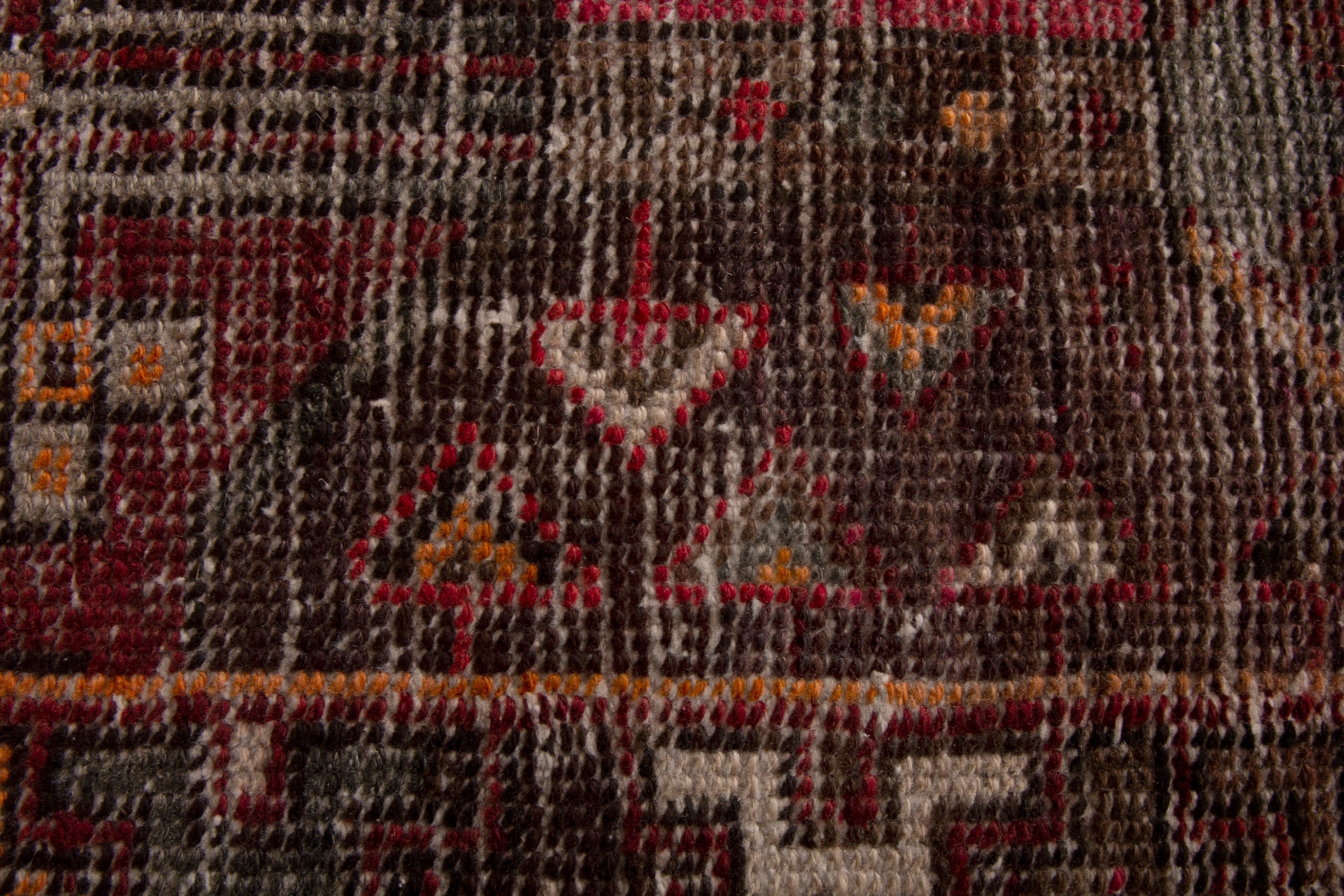 Persian Bakhtiari accent rug in burgundy and rust, view 14 of 20