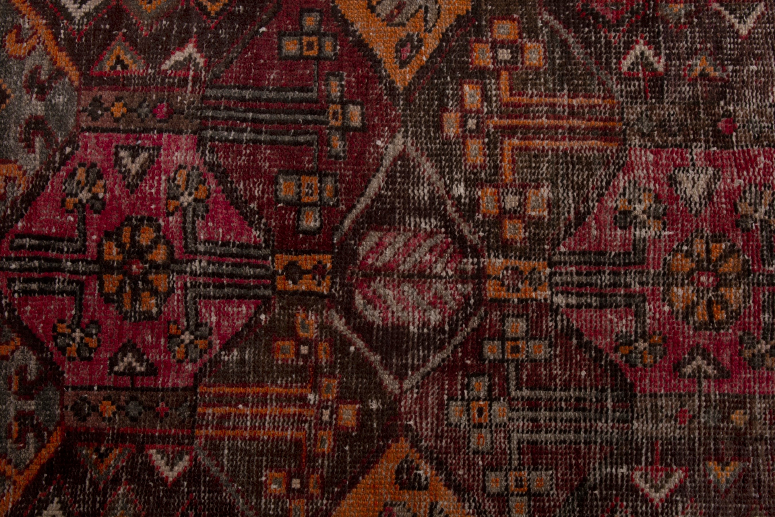 Persian Bakhtiari accent rug in burgundy and rust, view 16 of 20