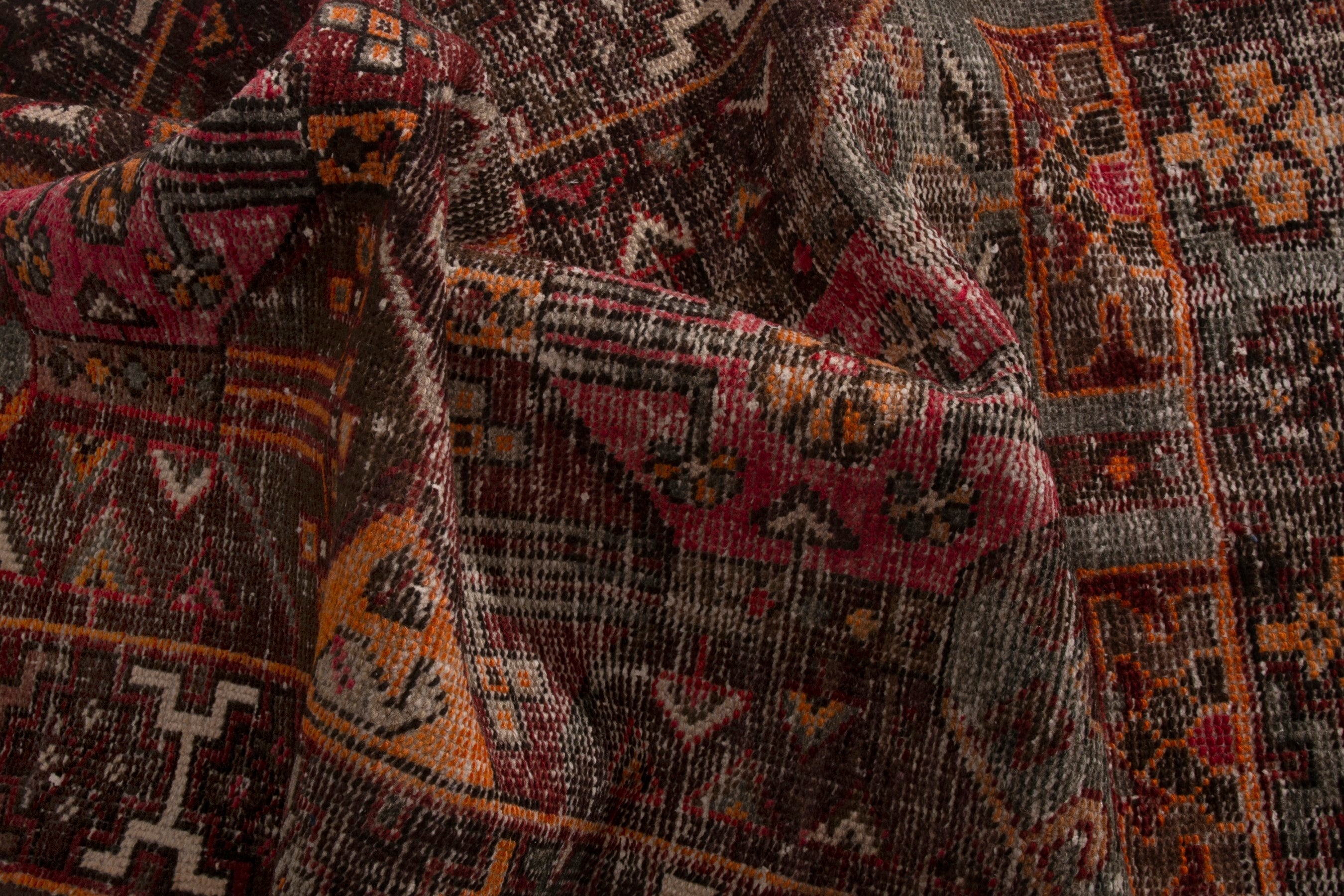 Persian Bakhtiari accent rug in burgundy and rust, view 17 of 20