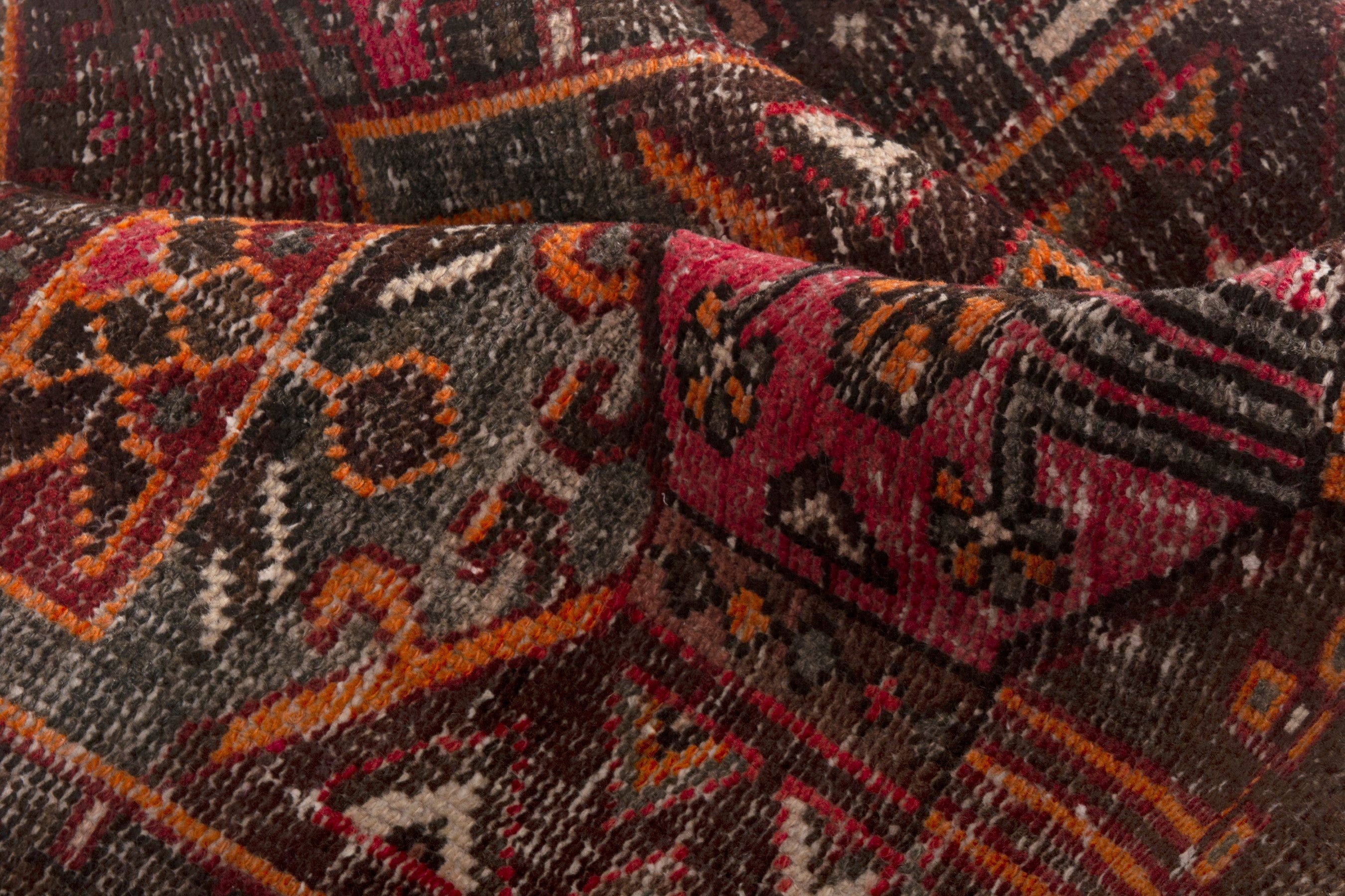 Persian Bakhtiari accent rug in burgundy and rust, view 18 of 20