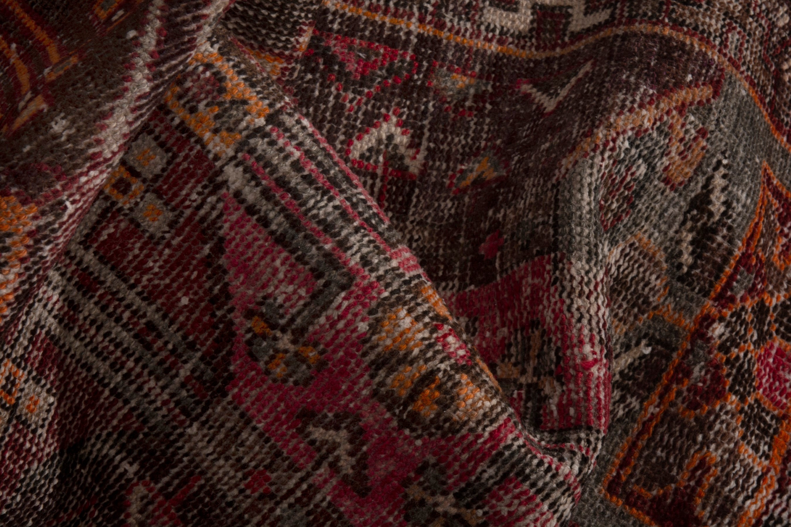 Persian Bakhtiari accent rug in burgundy and rust, view 19 of 20
