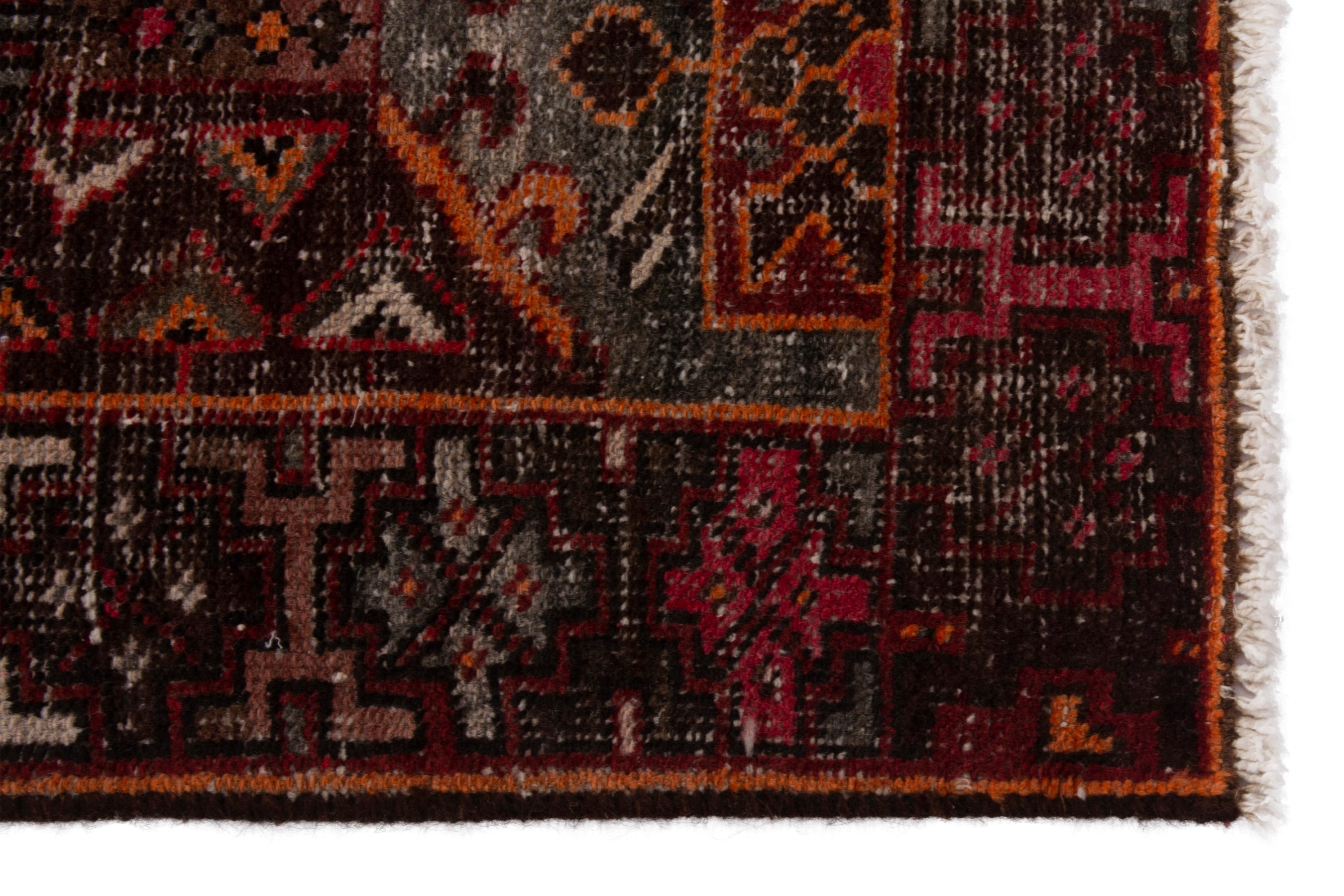 Persian Bakhtiari accent rug in burgundy and rust, view 10 of 20