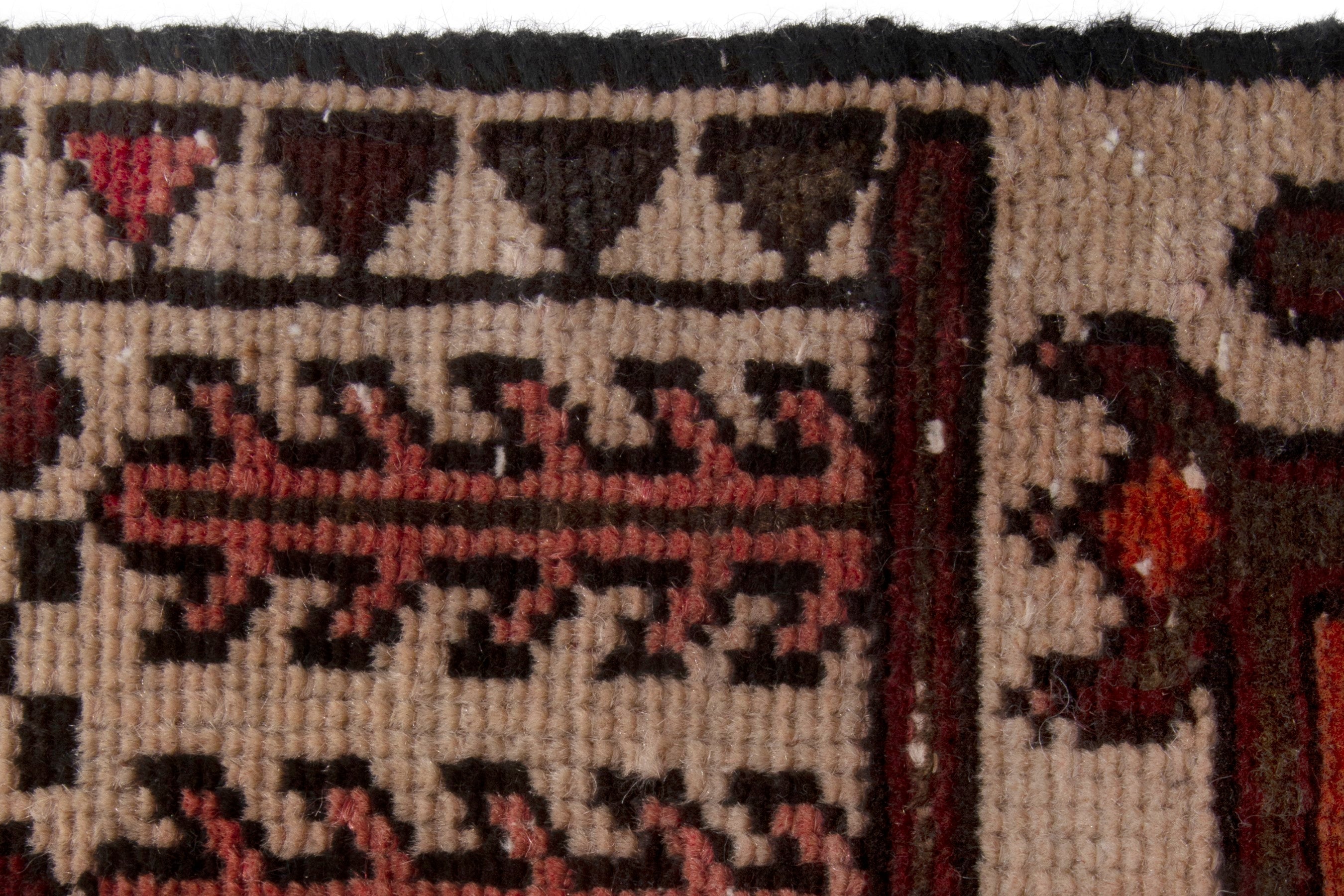 Persian Hamedan accent rug in burgundy and cream, view 10 of 17
