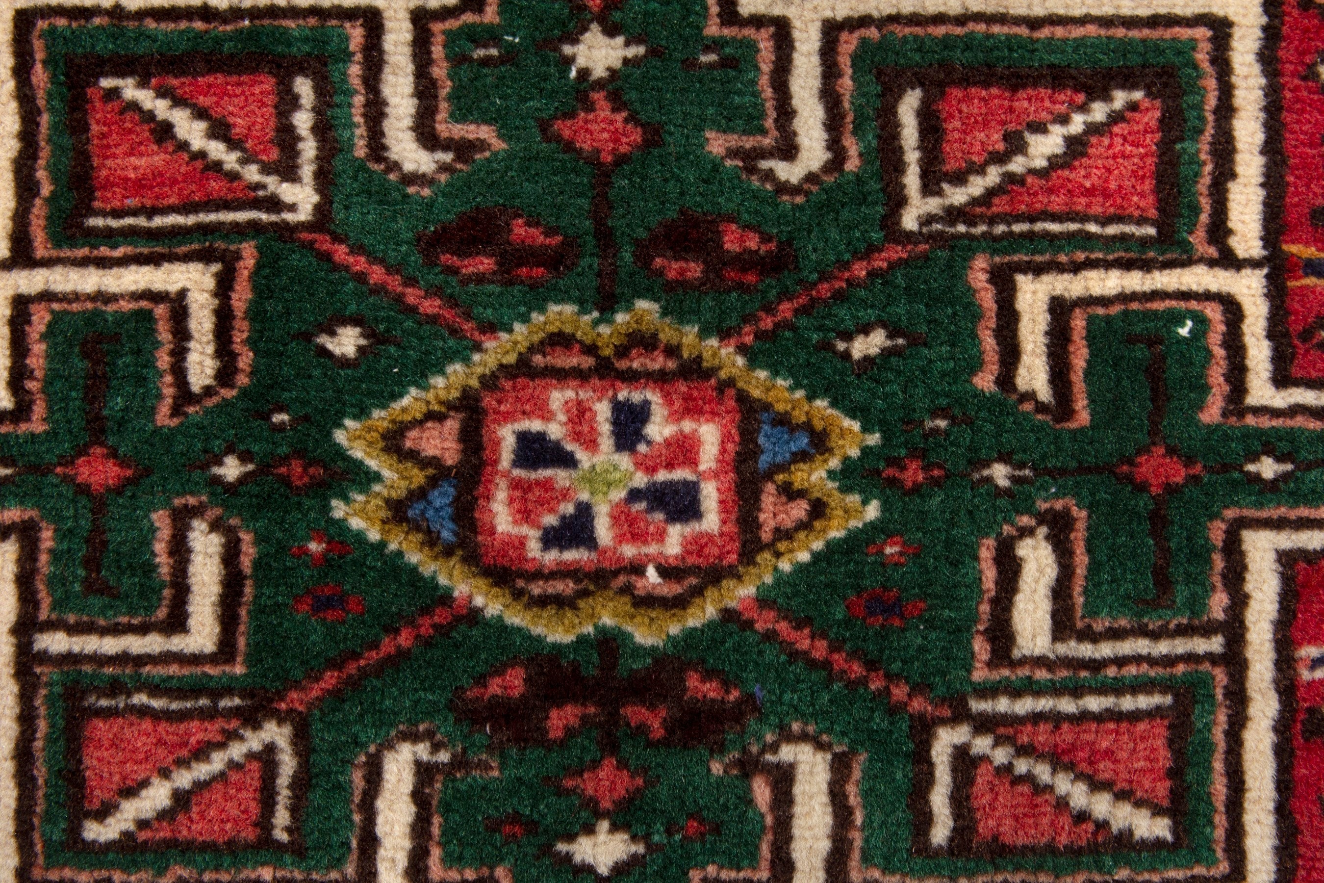 Persian Gharajeh accent rug in deep red and ivory, view 12 of 18
