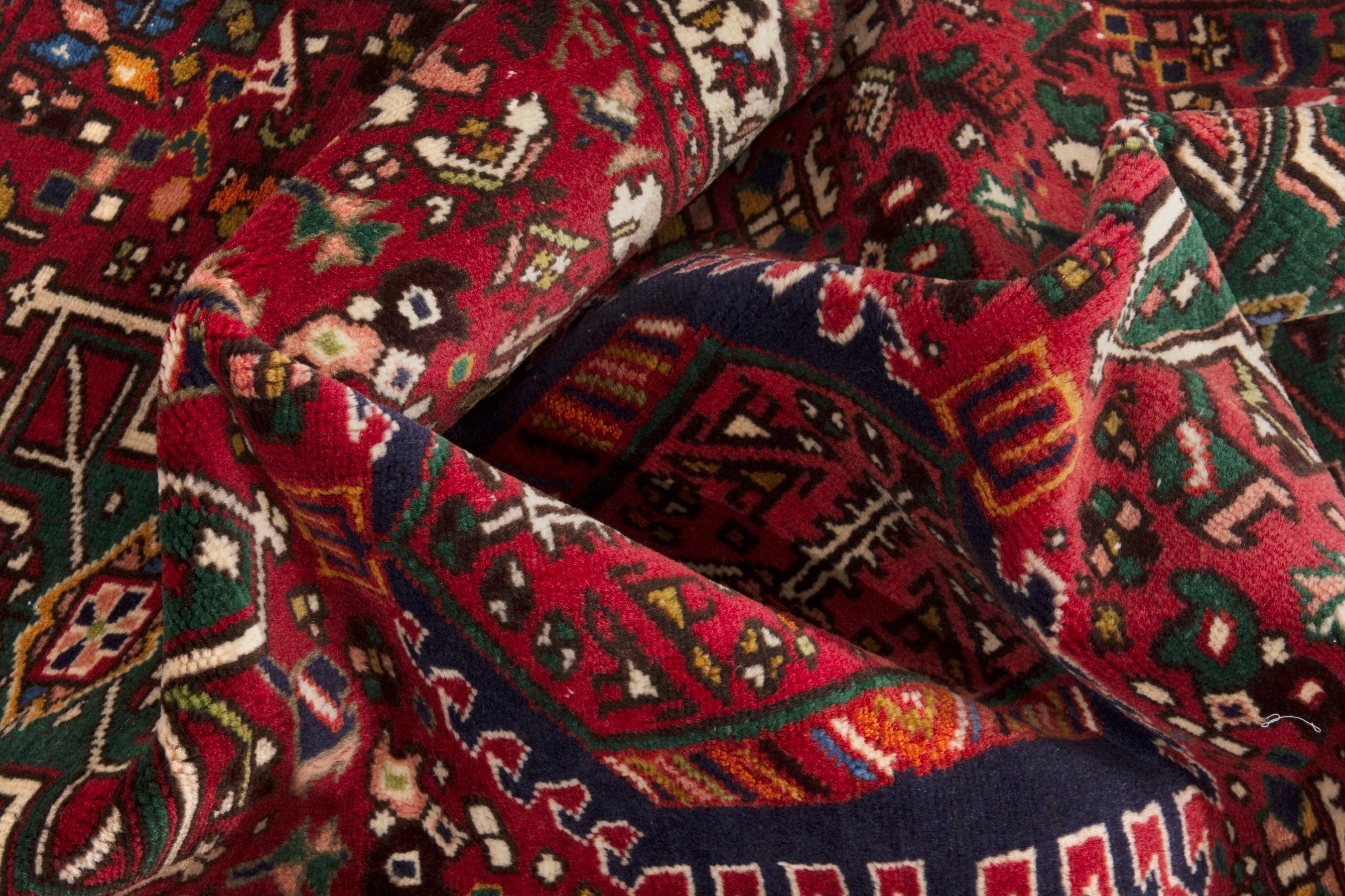 Persian Gharajeh accent rug in deep red and ivory, view 15 of 18