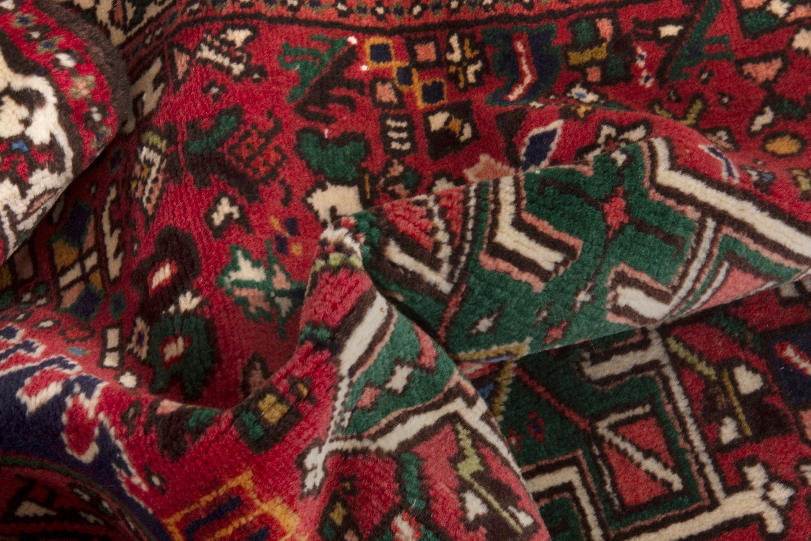 Persian Gharajeh accent rug in deep red and ivory, view 16 of 18