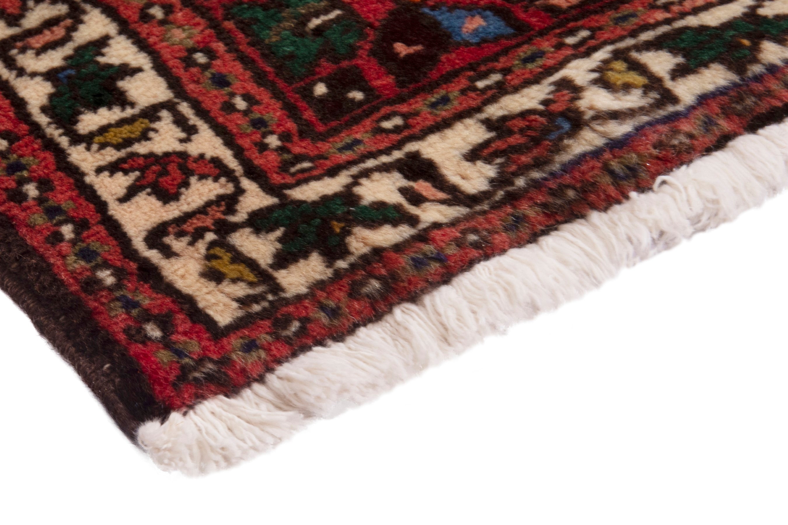 Persian Gharajeh accent rug in deep red and ivory, view 4 of 18
