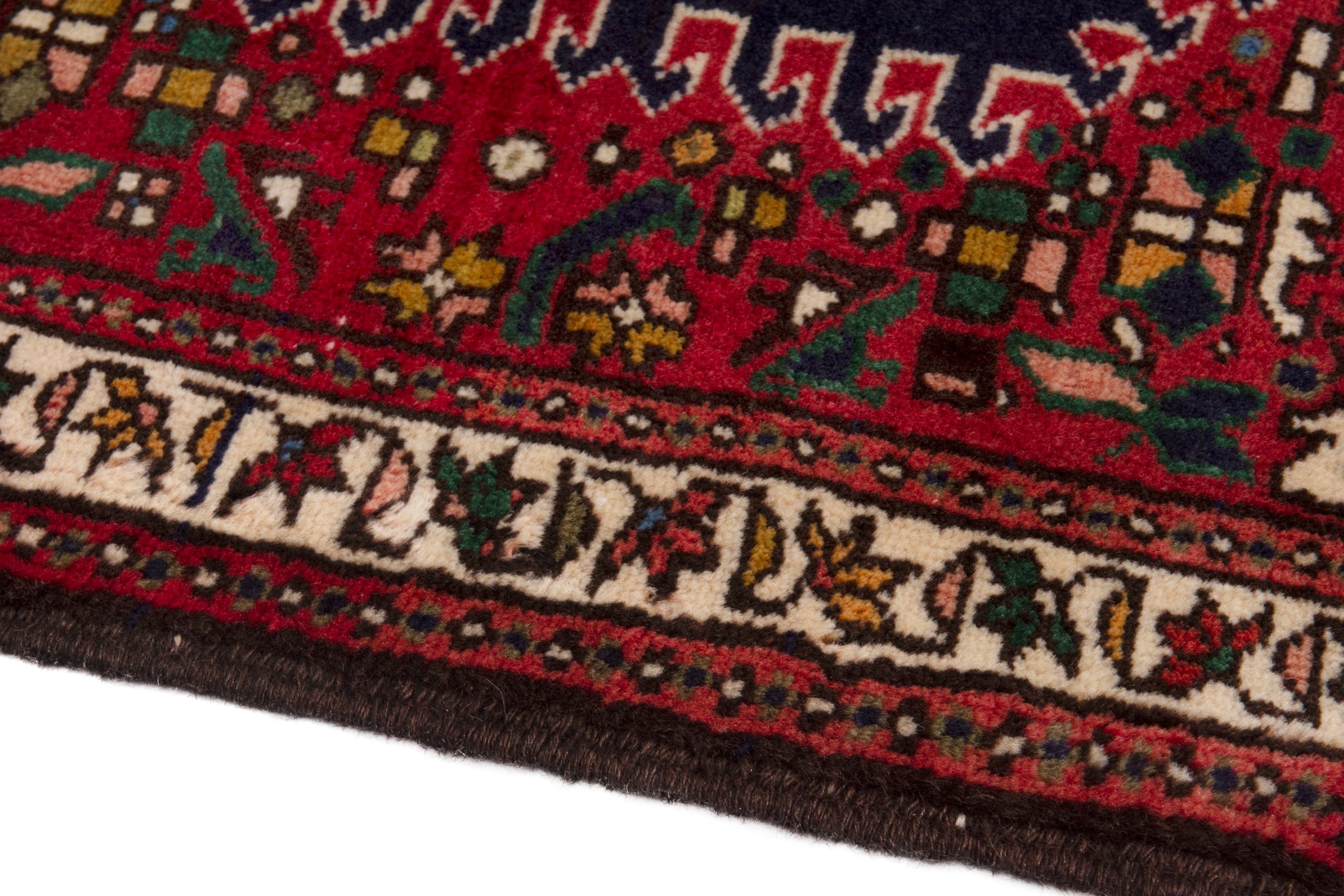 Persian Gharajeh accent rug in deep red and ivory, view 5 of 18