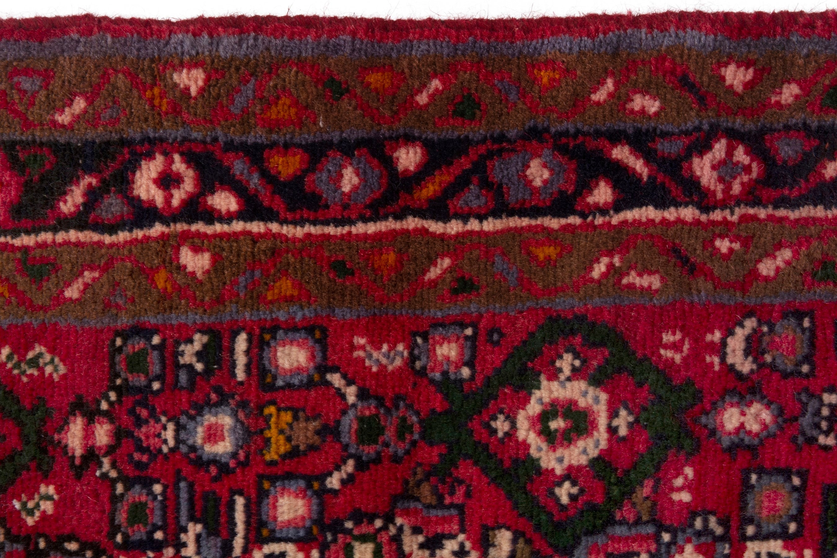 Persian Hamedan runner rug in deep red and burgundy, view 11 of 17