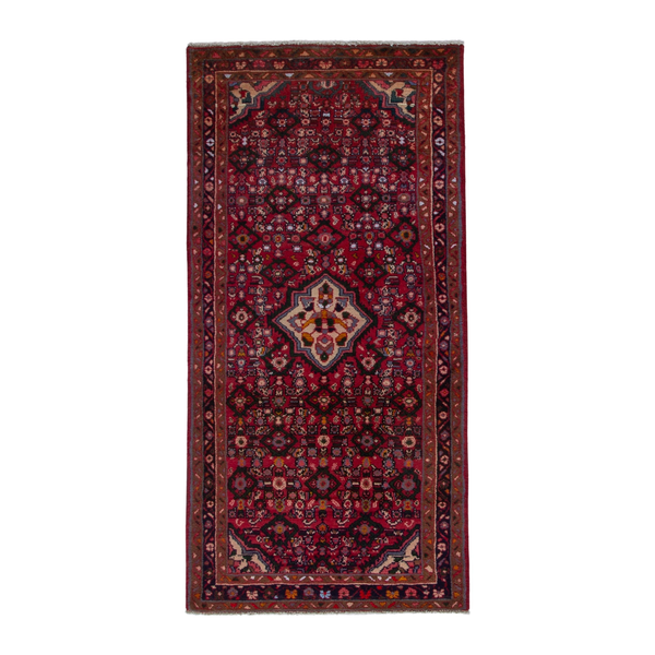 Persian Hamadan runner rug in deep red and burgundy, 3'2" x 6'5"