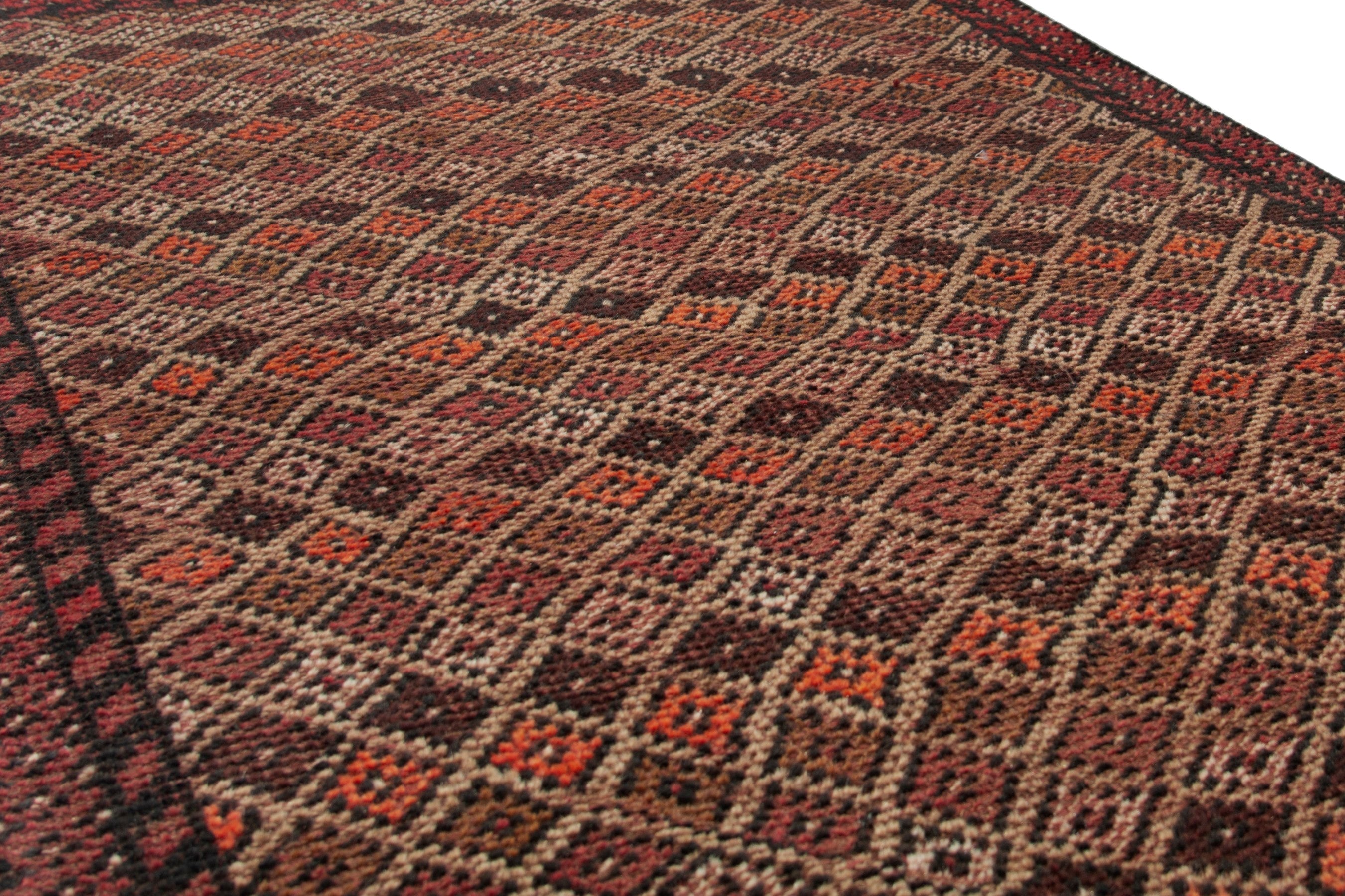 Persian Baluch accent rug in tan and rust, view 7 of 17