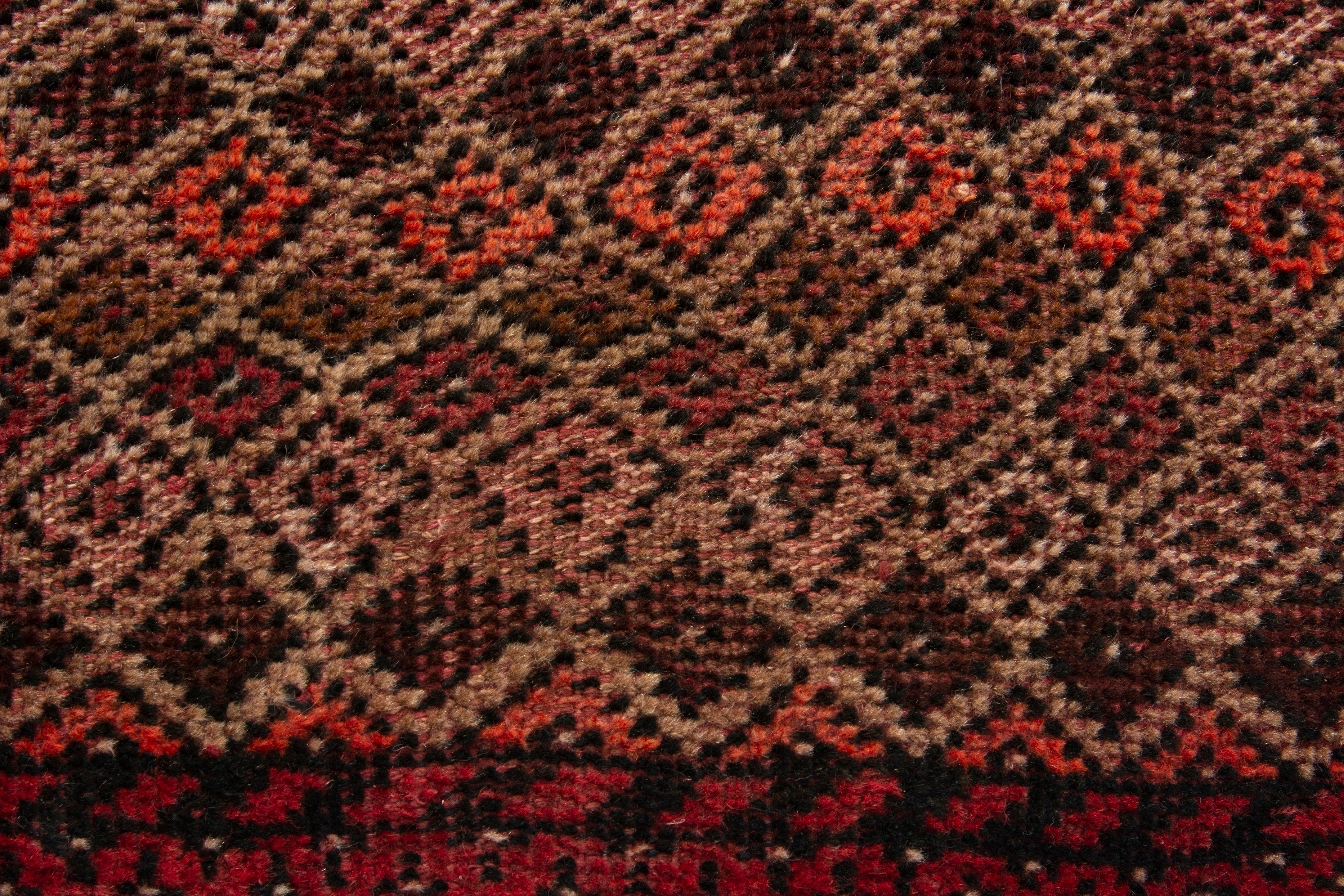 Persian Baluch accent rug in tan and rust, view 11 of 17