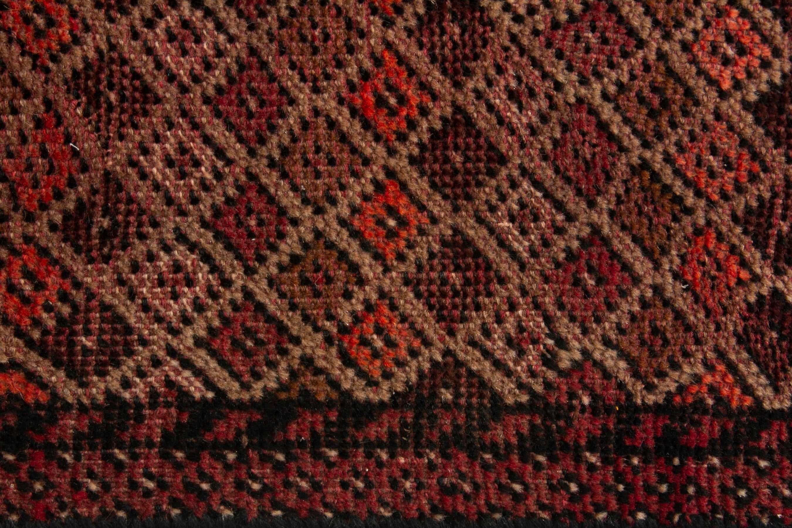 Persian Baluch accent rug in tan and rust, view 12 of 17