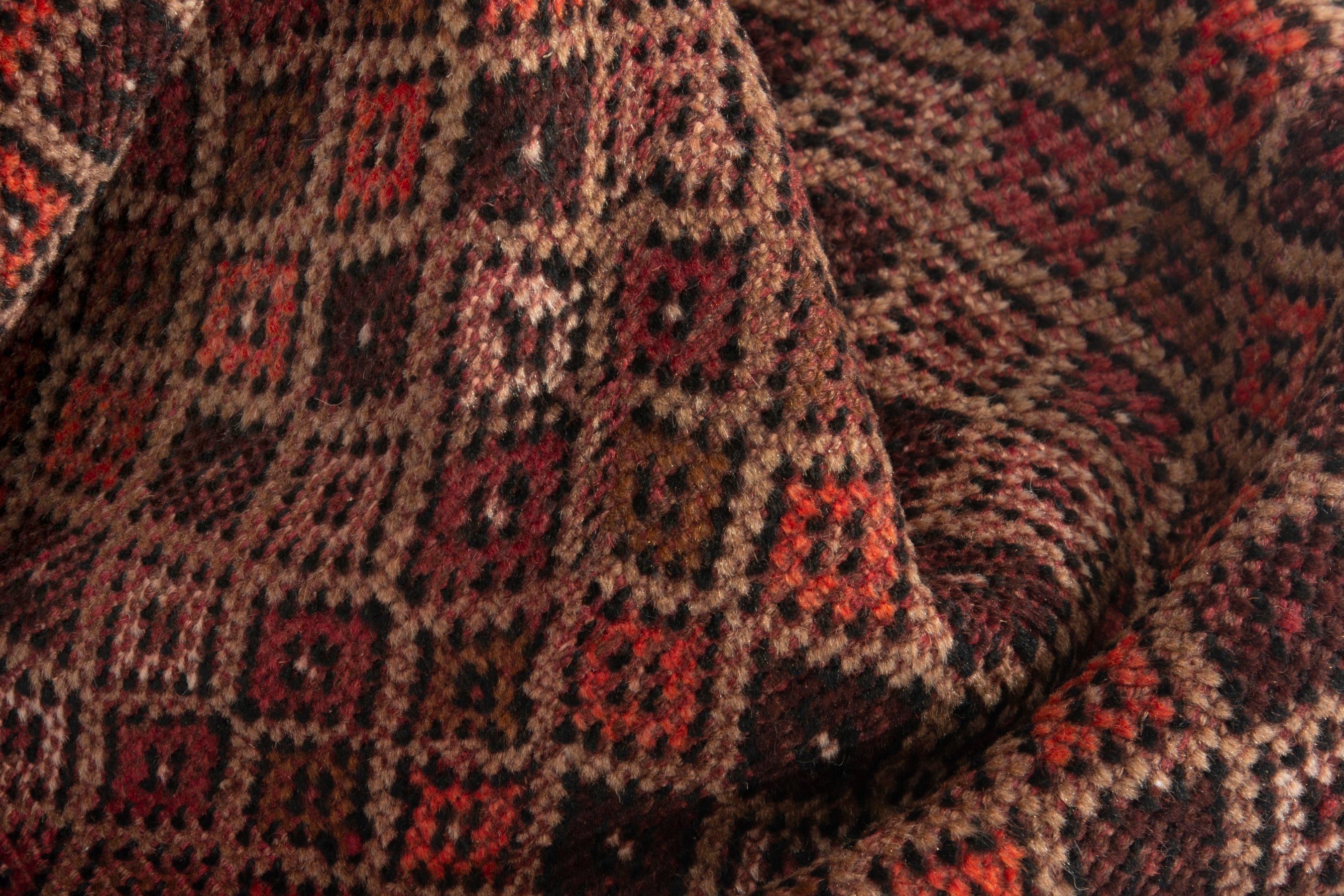 Persian Baluch accent rug in tan and rust, view 14 of 17