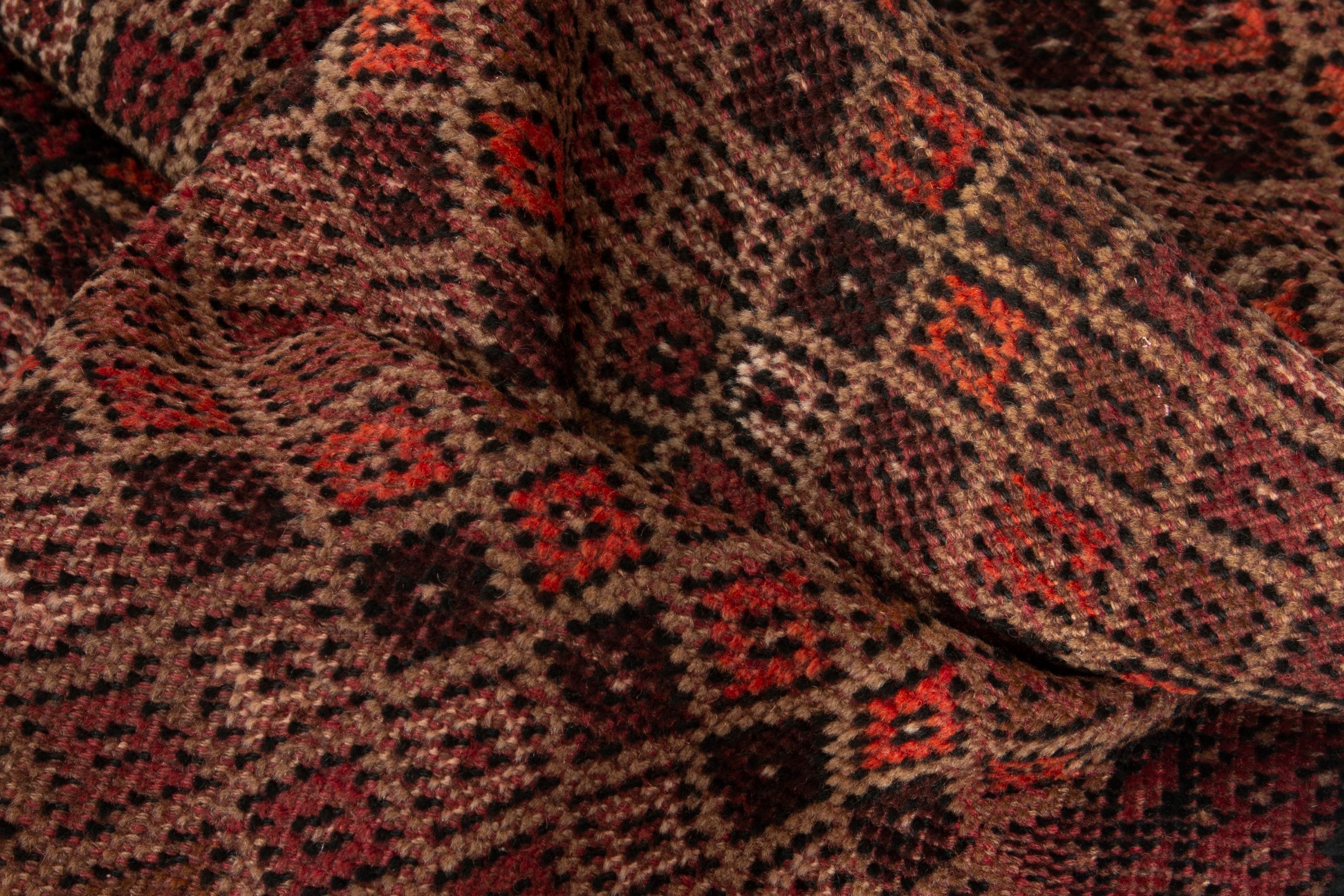 Persian Baluch accent rug in tan and rust, view 15 of 17