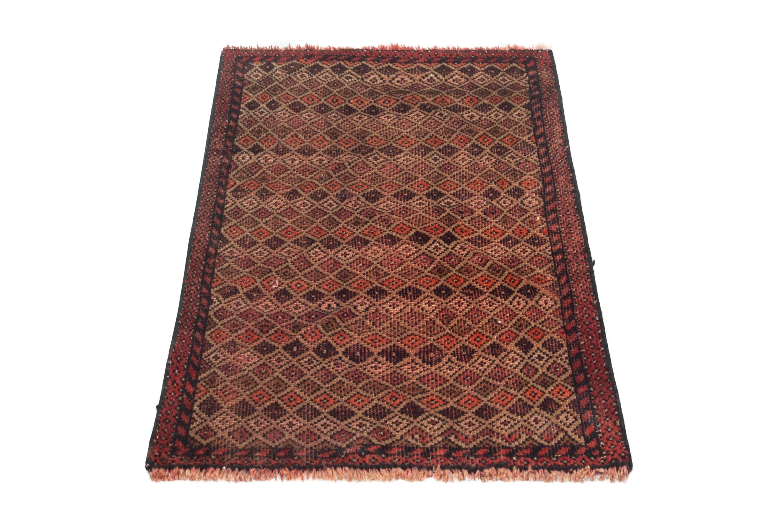 Persian Baluch accent rug in tan and rust, view 2 of 17