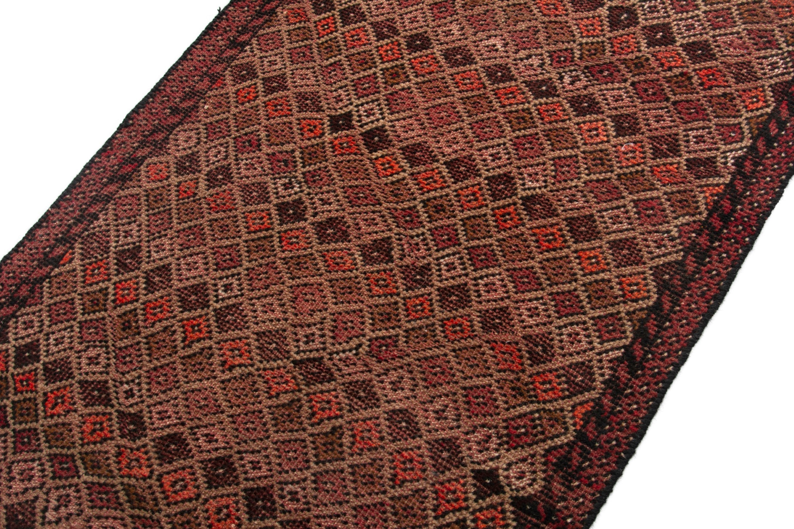 Persian Baluch accent rug in tan and rust, view 8 of 17