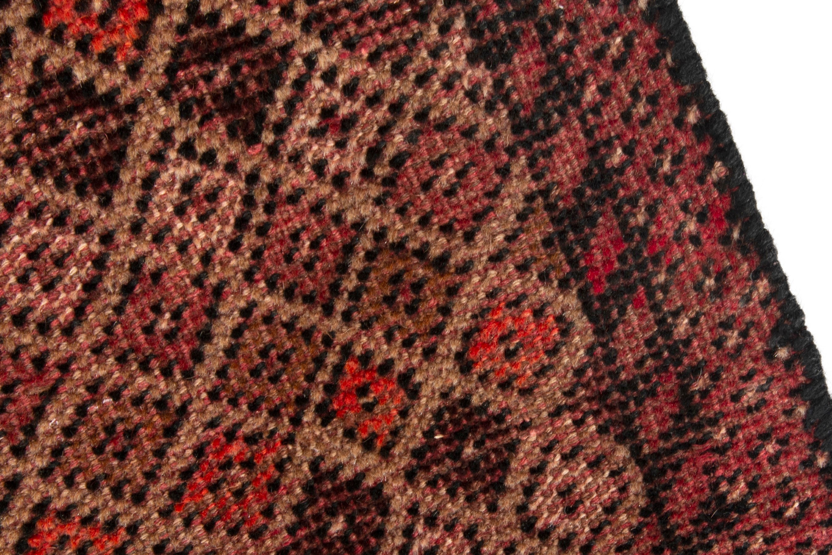 Persian Baluch accent rug in tan and rust, view 9 of 17
