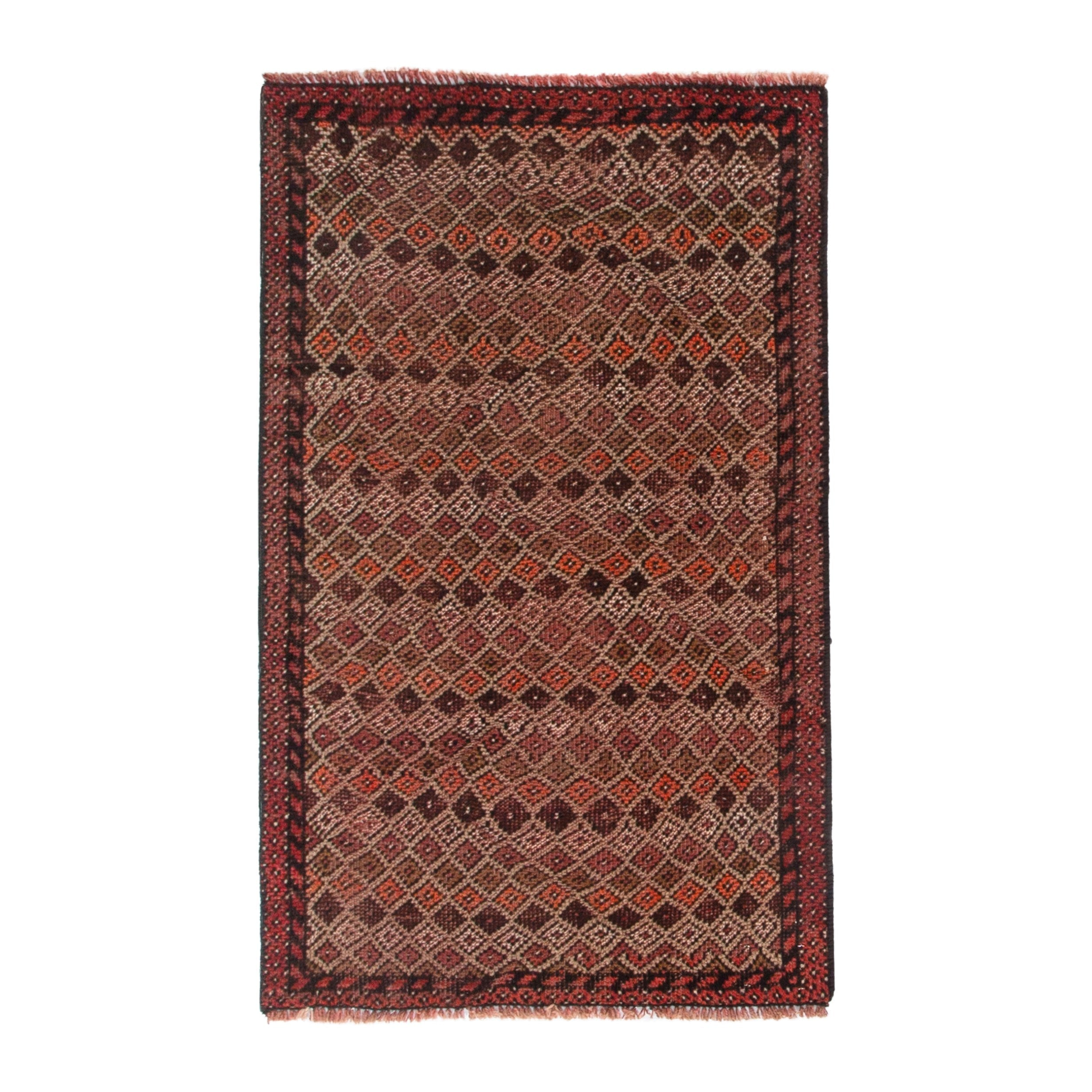 Persian Baluch accent rug in tan and rust, 3' x 5'