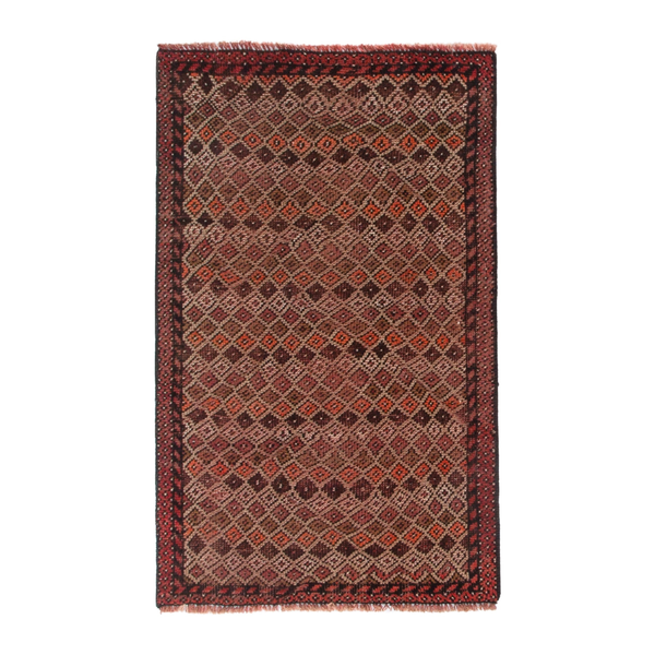 Persian Baluch accent rug in tan and rust, 3' x 5'