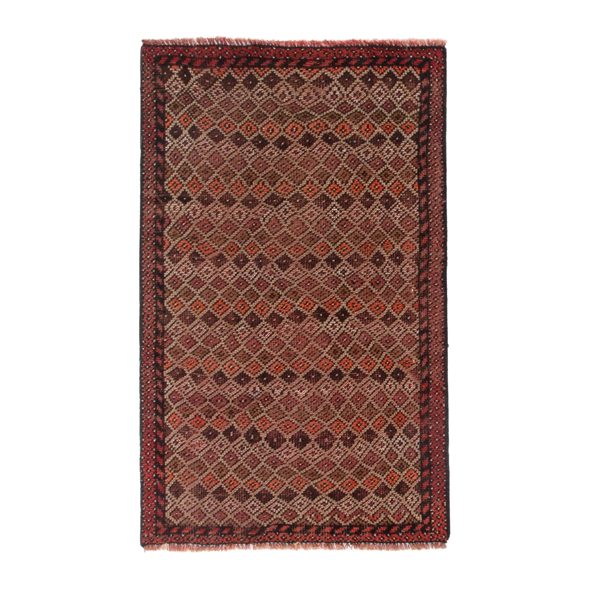 Persian Baluch accent rug in tan and rust, 3' x 5'