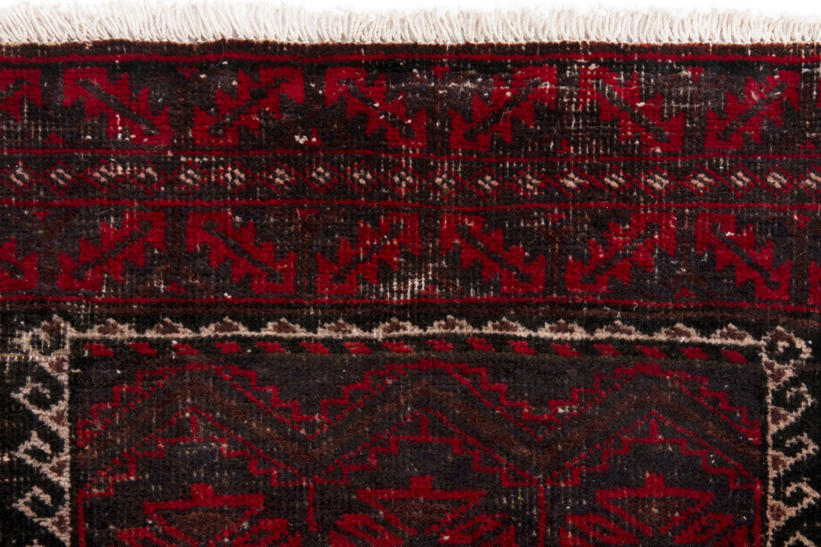 Persian Baluch runner rug in burgundy and deep red, view 12 of 17