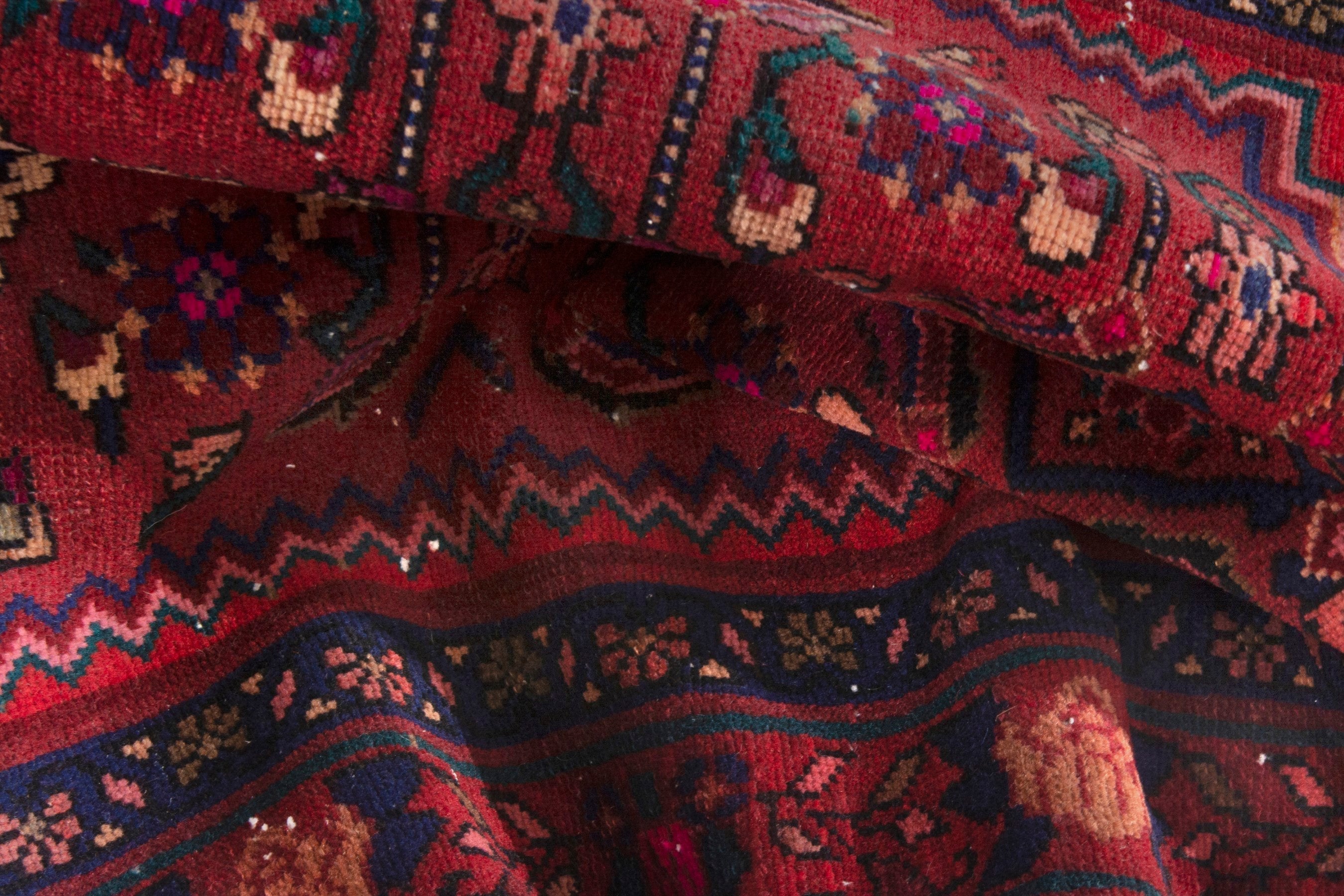 Persian Zanjan runner rug in burgundy and deep red, view 16 of 19