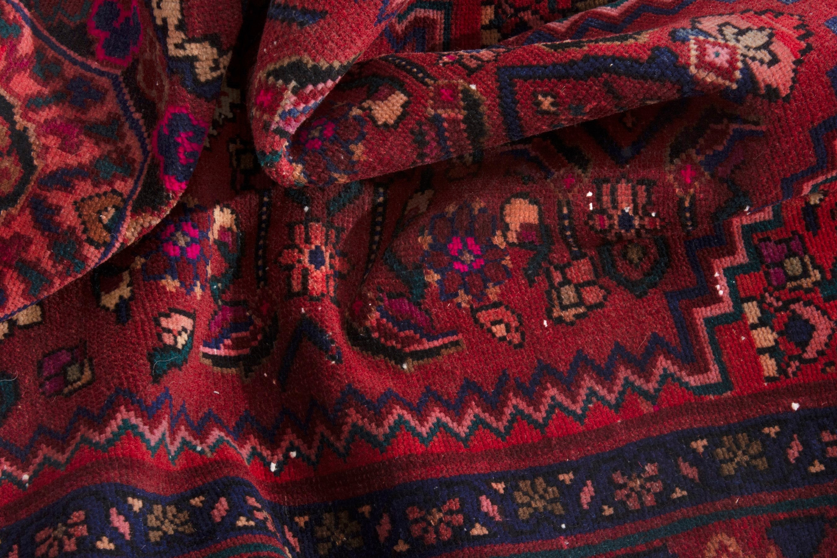 Persian Zanjan runner rug in burgundy and deep red, view 17 of 19