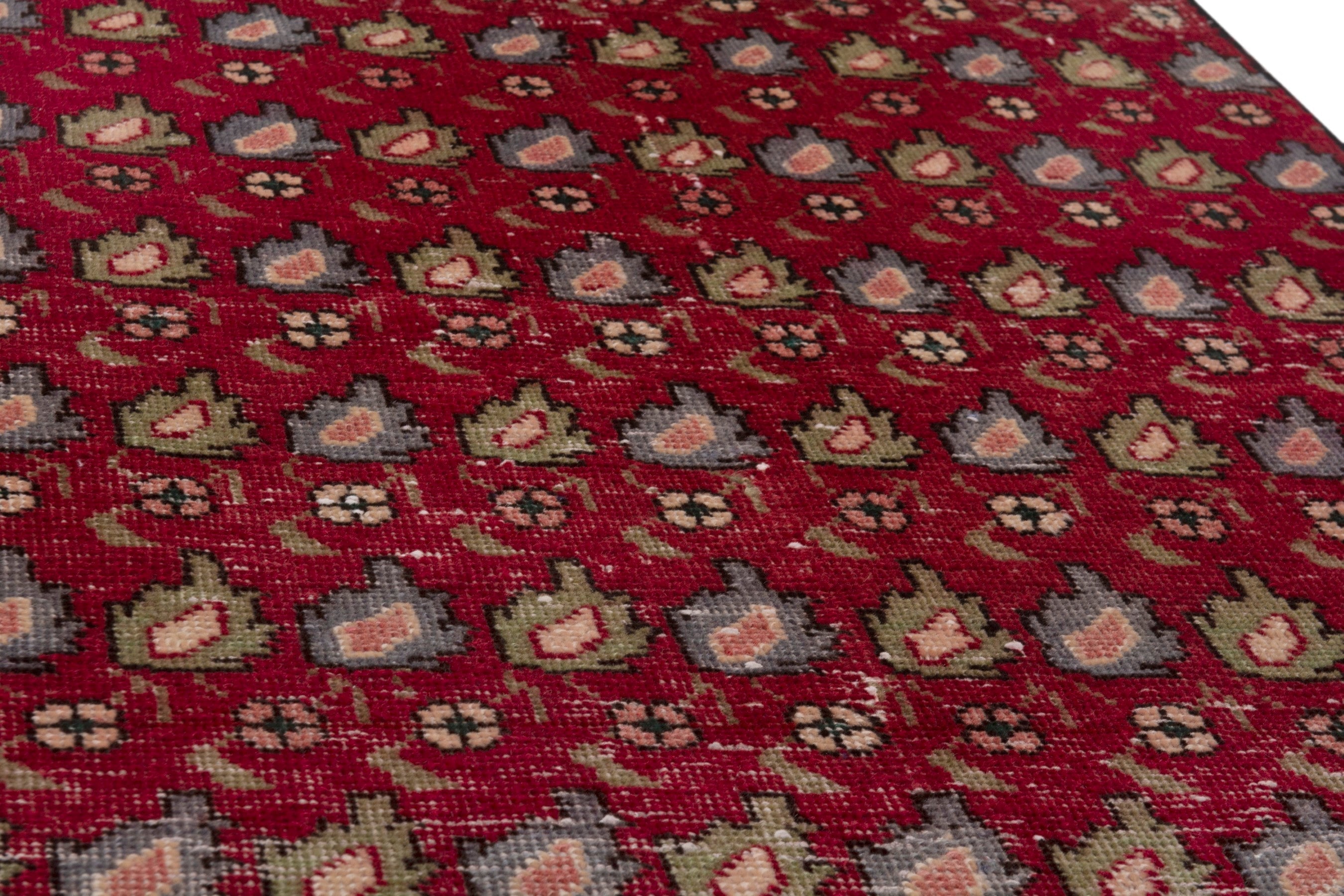 Persian Tabriz accent rug in burgundy and sage, view 9 of 17