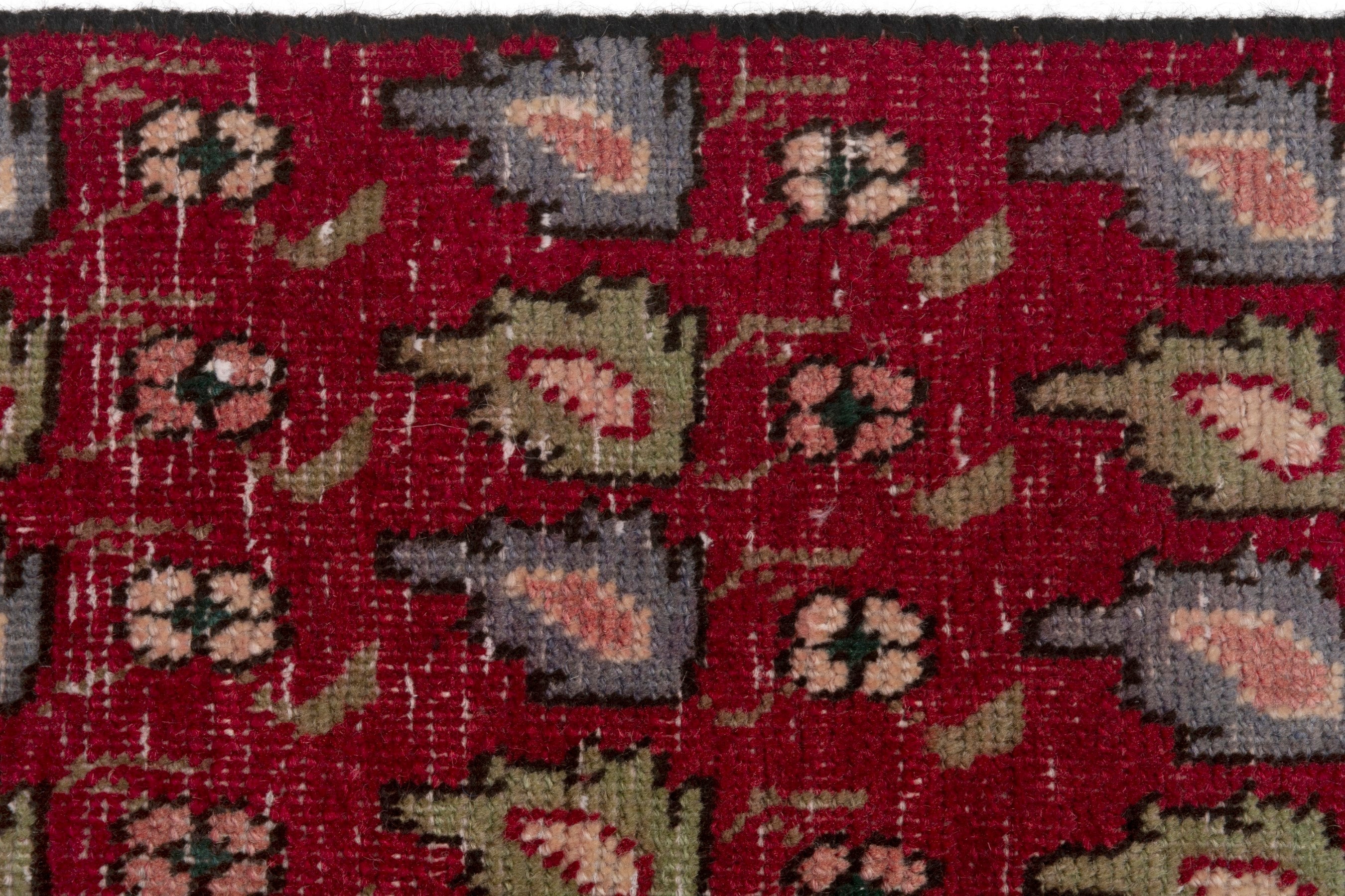 Persian Tabriz accent rug in burgundy and sage, view 13 of 17