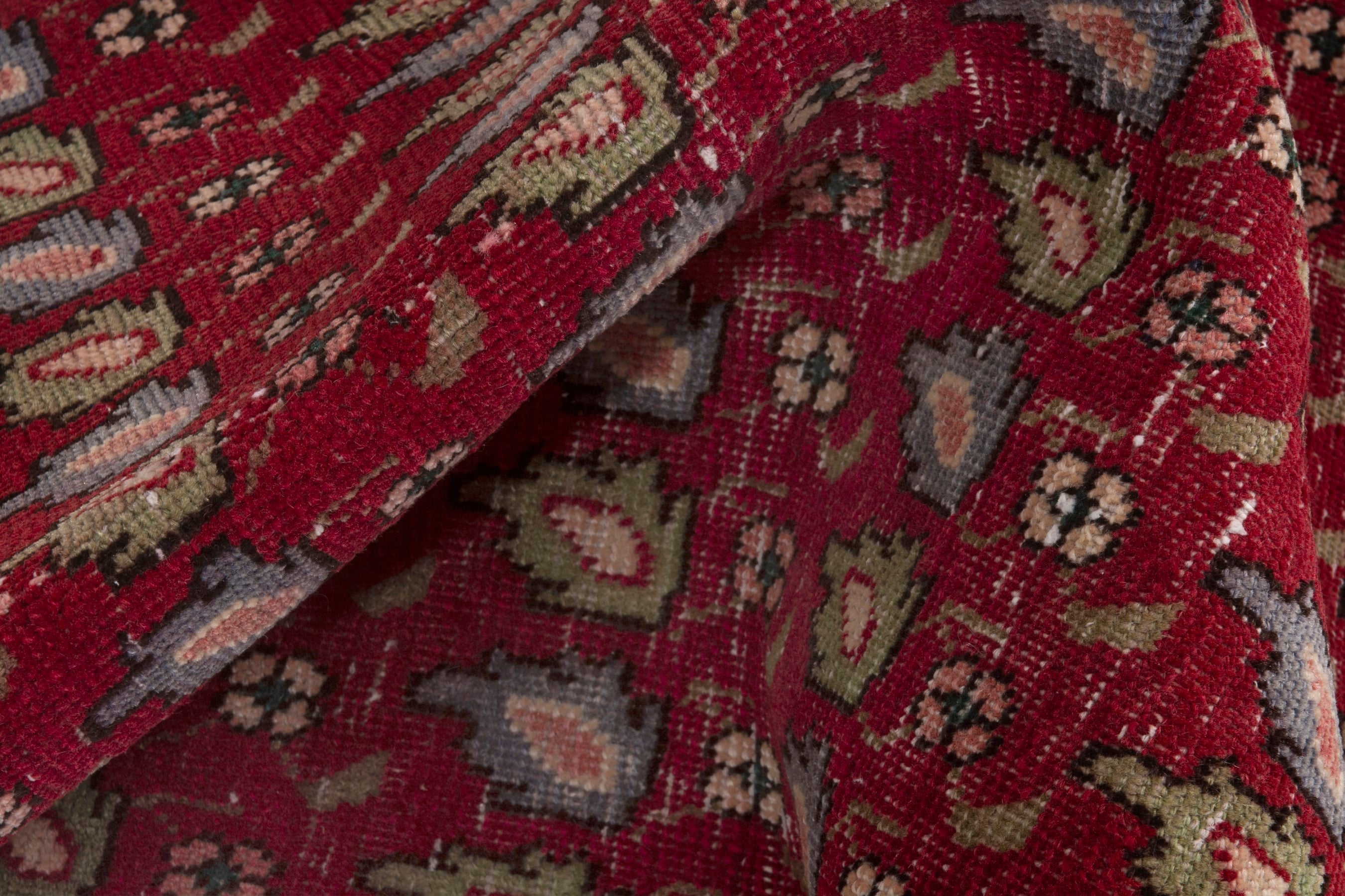 Persian Tabriz accent rug in burgundy and sage, view 15 of 17