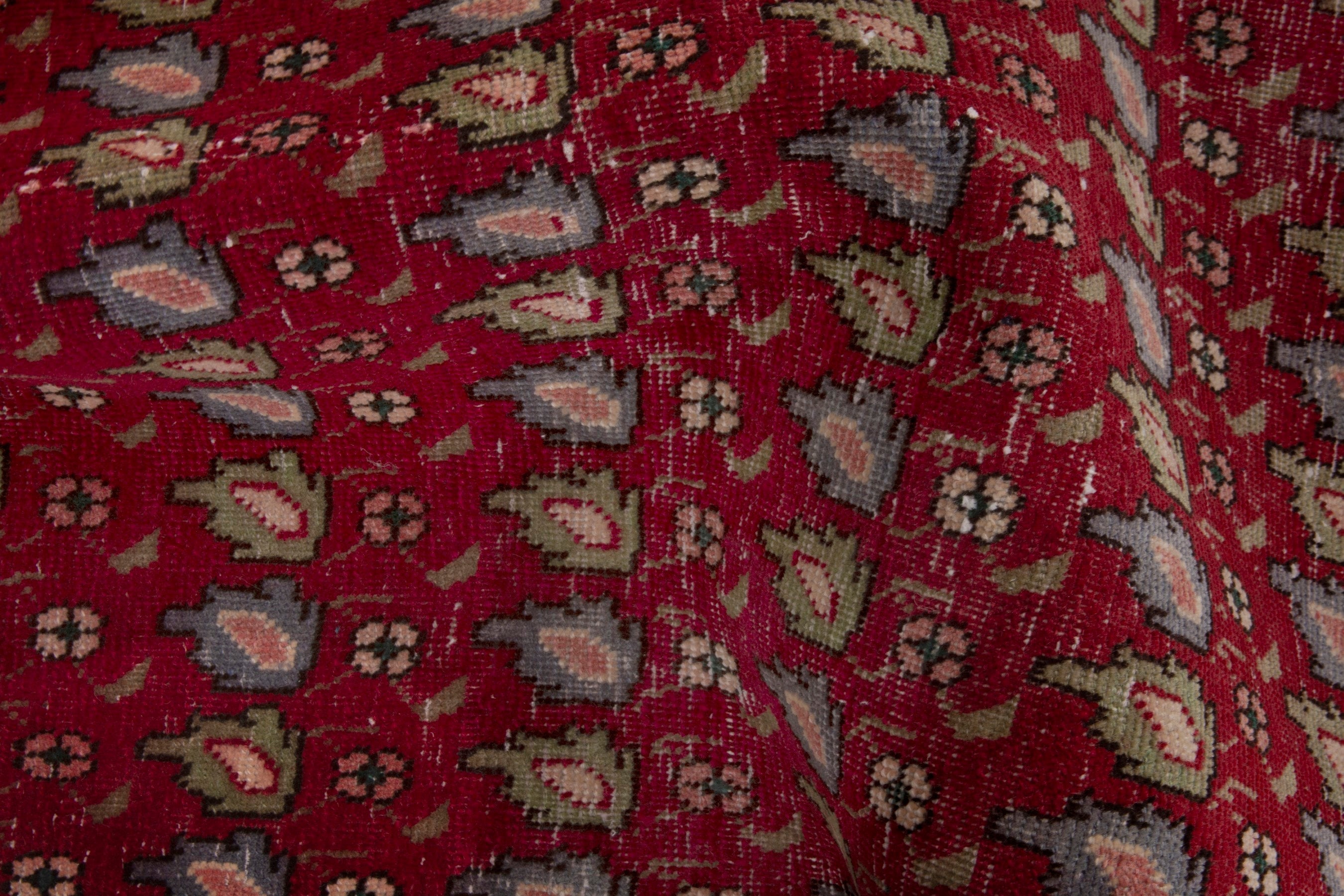 Persian Tabriz accent rug in burgundy and sage, view 14 of 17