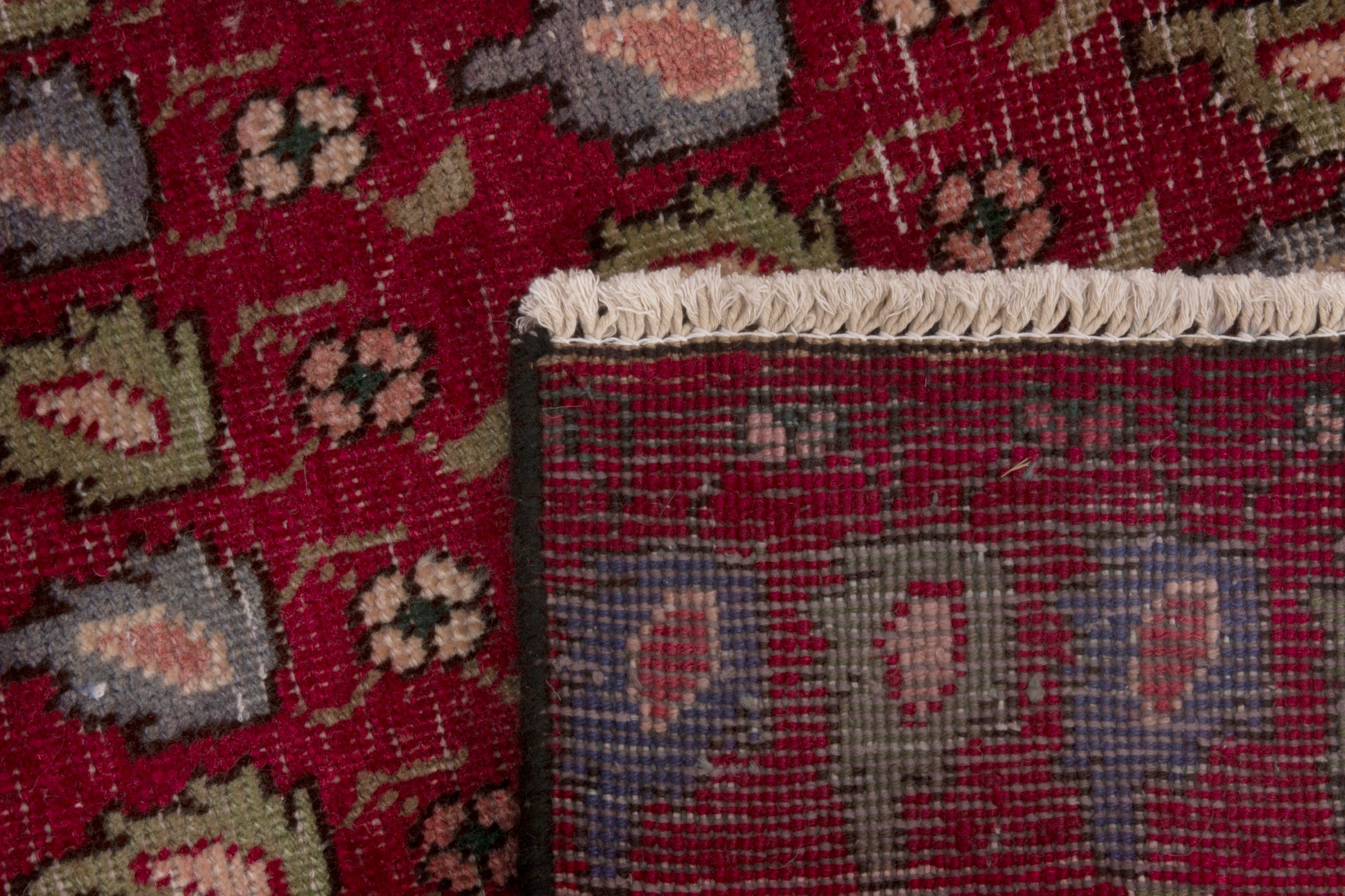 Persian Tabriz accent rug in burgundy and sage, view 17 of 17