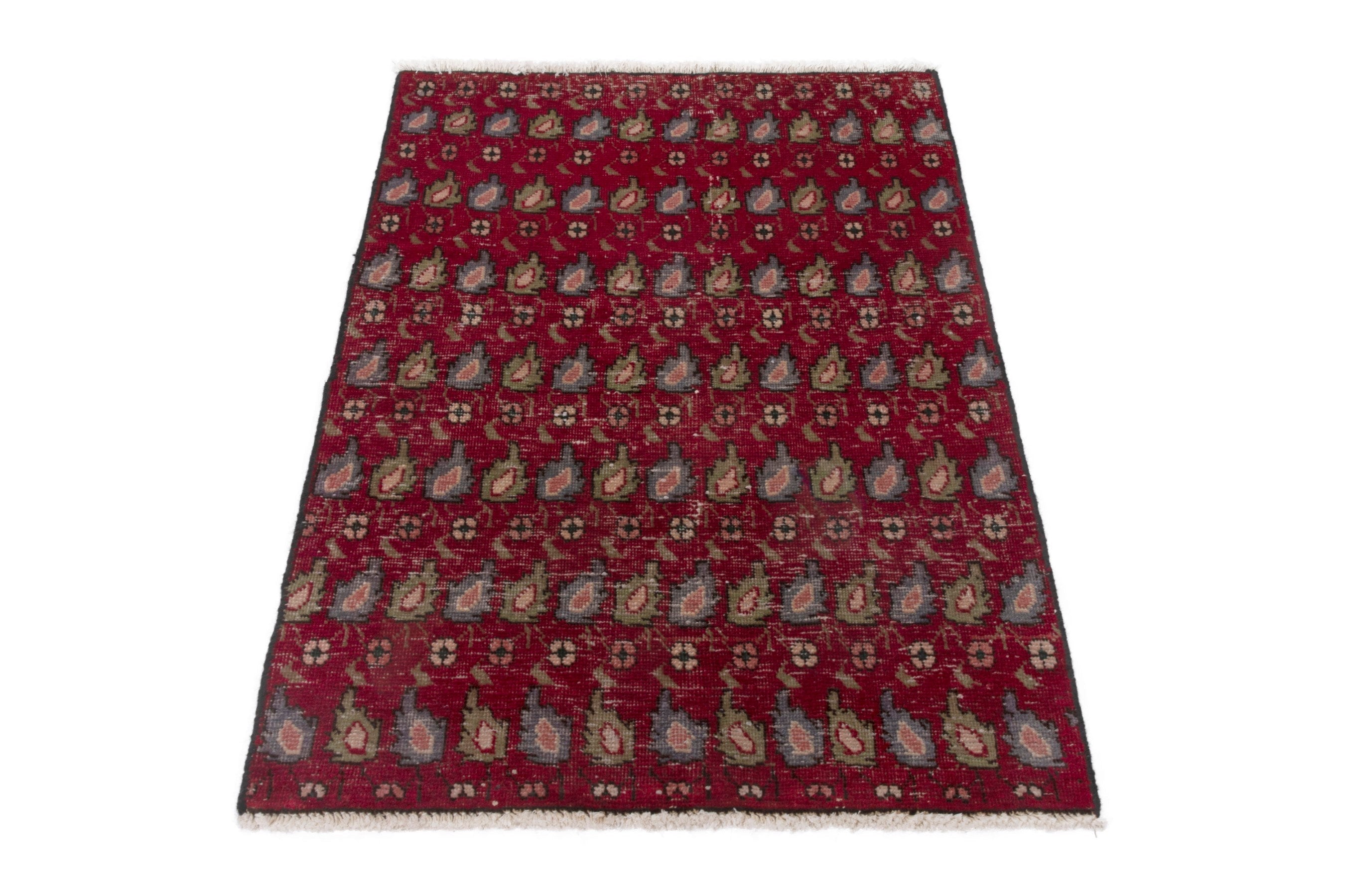 Persian Tabriz accent rug in burgundy and sage, view 2 of 17
