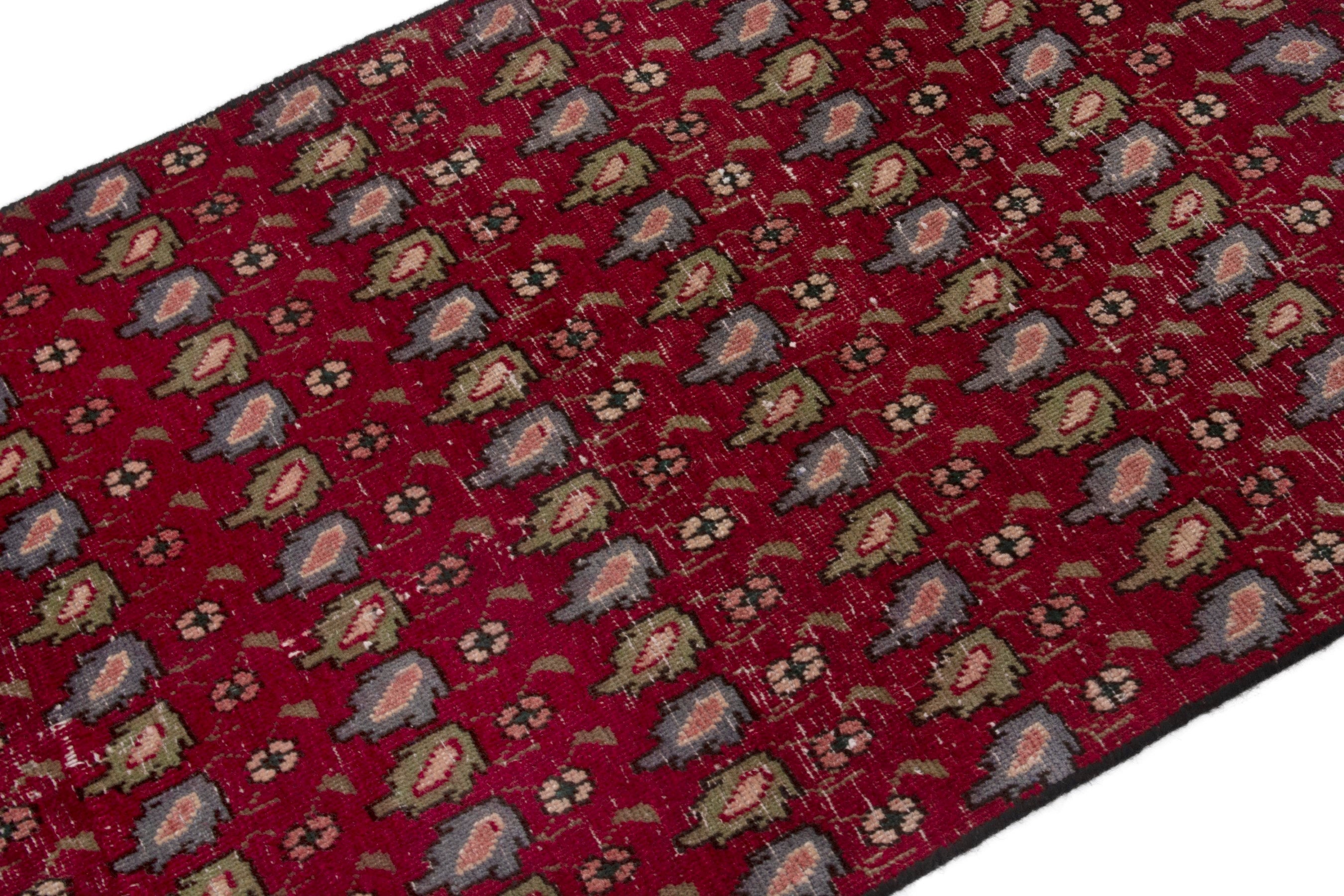 Persian Tabriz accent rug in burgundy and sage, view 7 of 17
